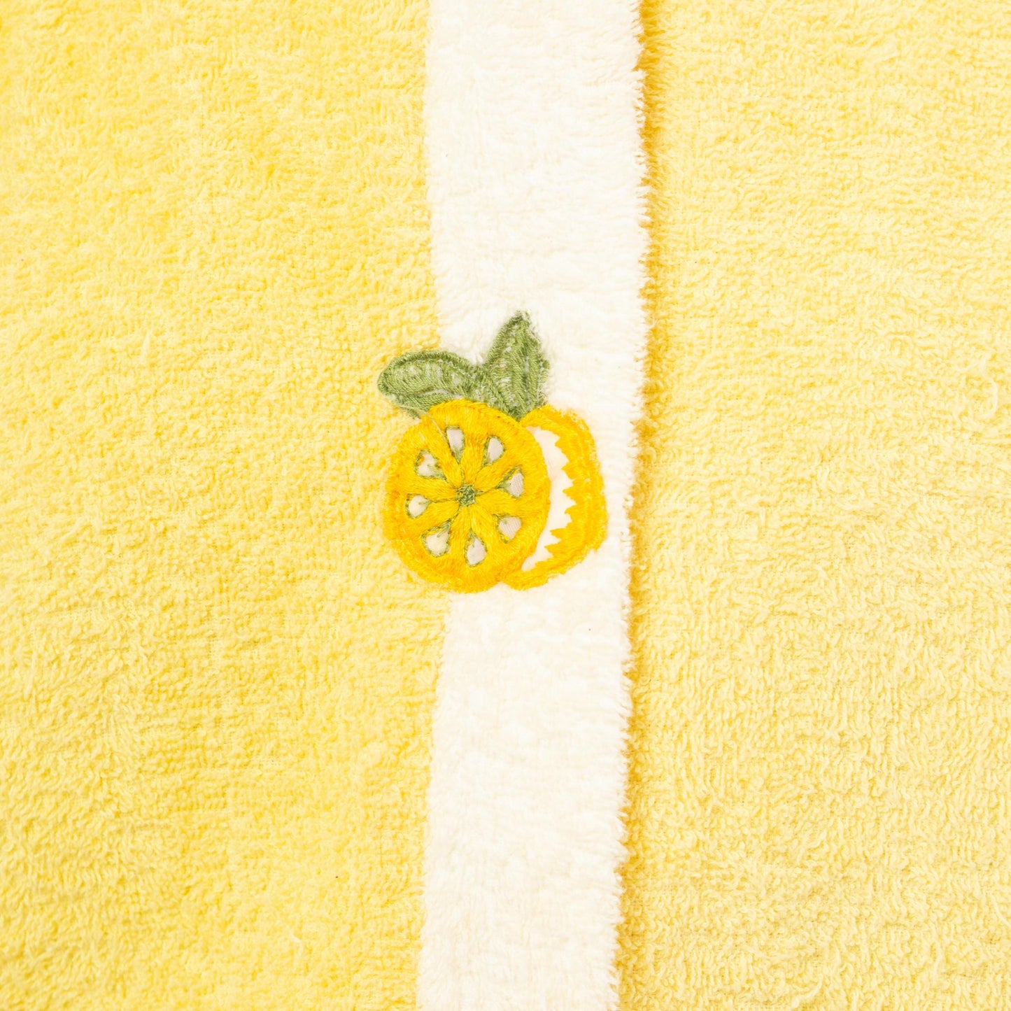 Vintage 70s Lemon Yellow Terrycloth House Coat - Small | Retro Loungewear Robe, Kitsch Novelty Embroidered Jacket