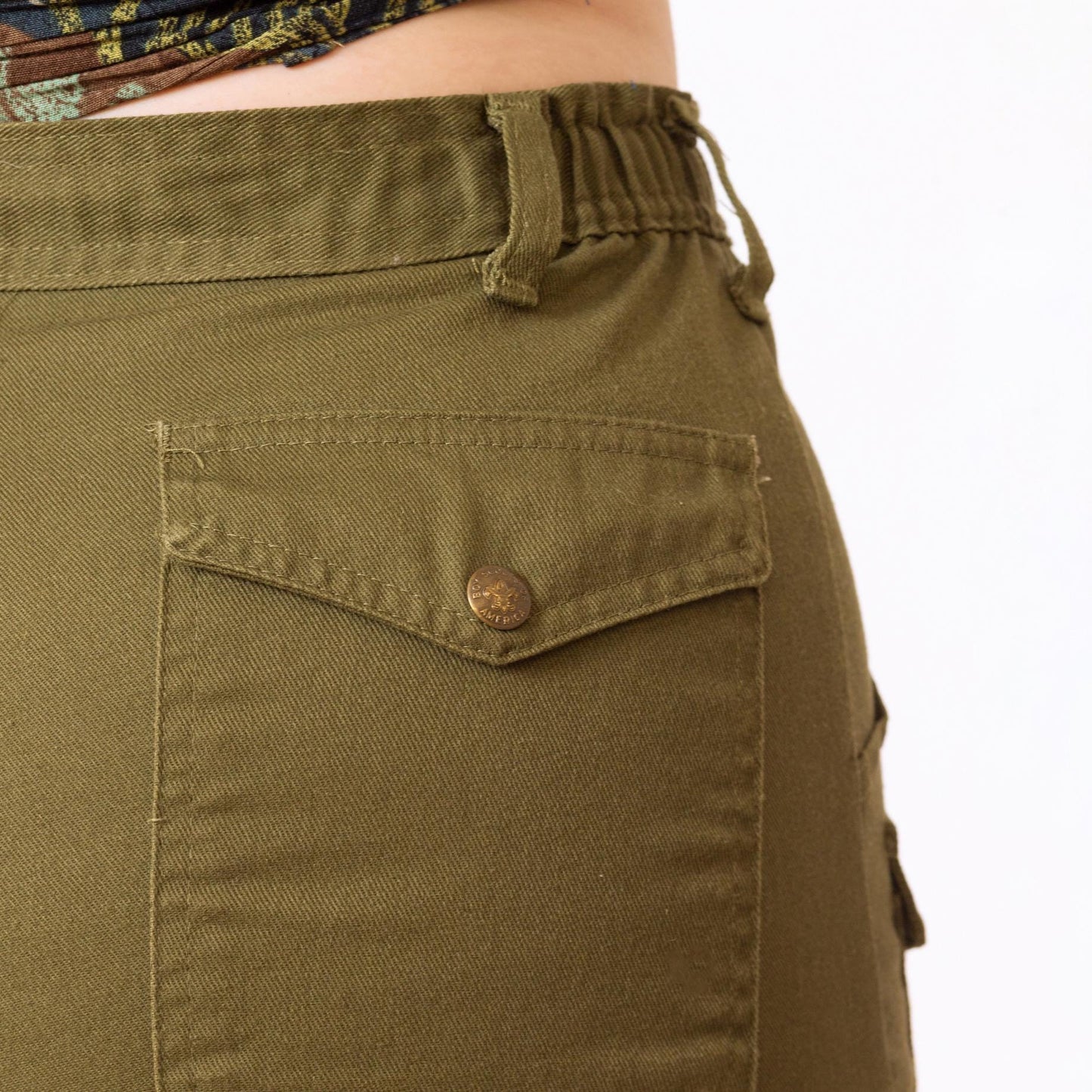 Vintage 80s Boy Scout Uniform Cargo Shorts - Large to XL, 32"-36" Waist | Olive Green High Waisted Utility Long Inseam Shorts