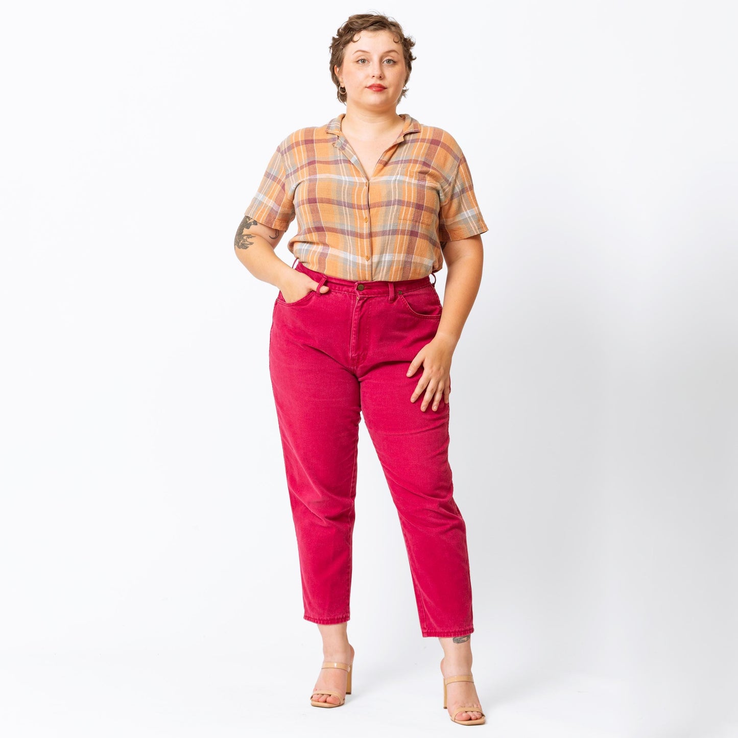 Vintage 80s Hot Pink Flamingo Patch Jeans - Extra Large, 35" Waist | Chic High Waisted Tapered Leg Soft Cotton Denim Mom Jeans