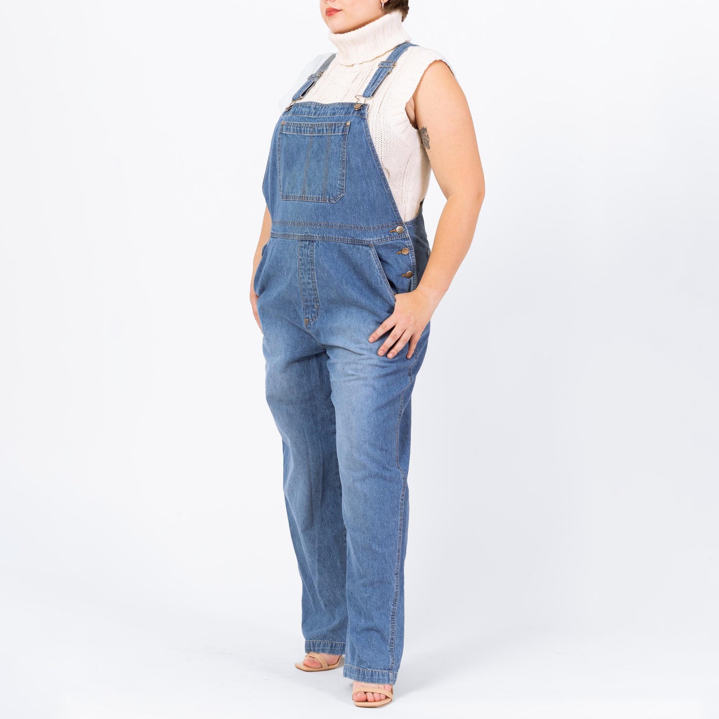 Vintage 90s Faded Medium Wash Denim Overalls - Extra Large | Blue Jean Bib Overall Pants