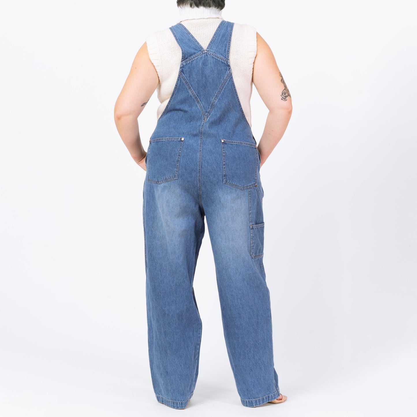 Vintage 90s Faded Medium Wash Denim Overalls - Extra Large | Blue Jean Bib Overall Pants
