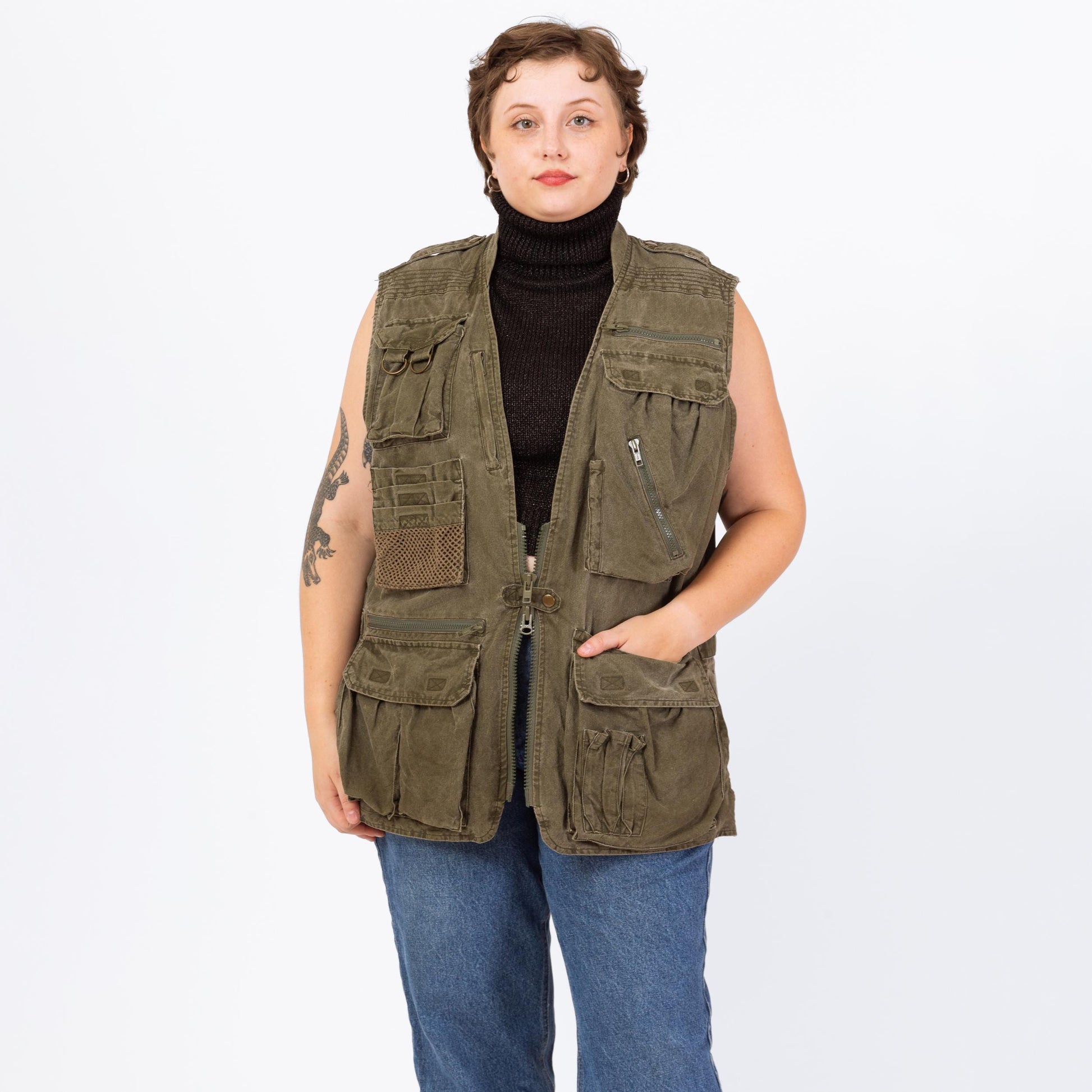 Vintage 80s Banana Republic Army Green Safari Vest - Men's Large, Women's XL | Sleeveless Hiking Outdoor Gear Cargo Field Jacket