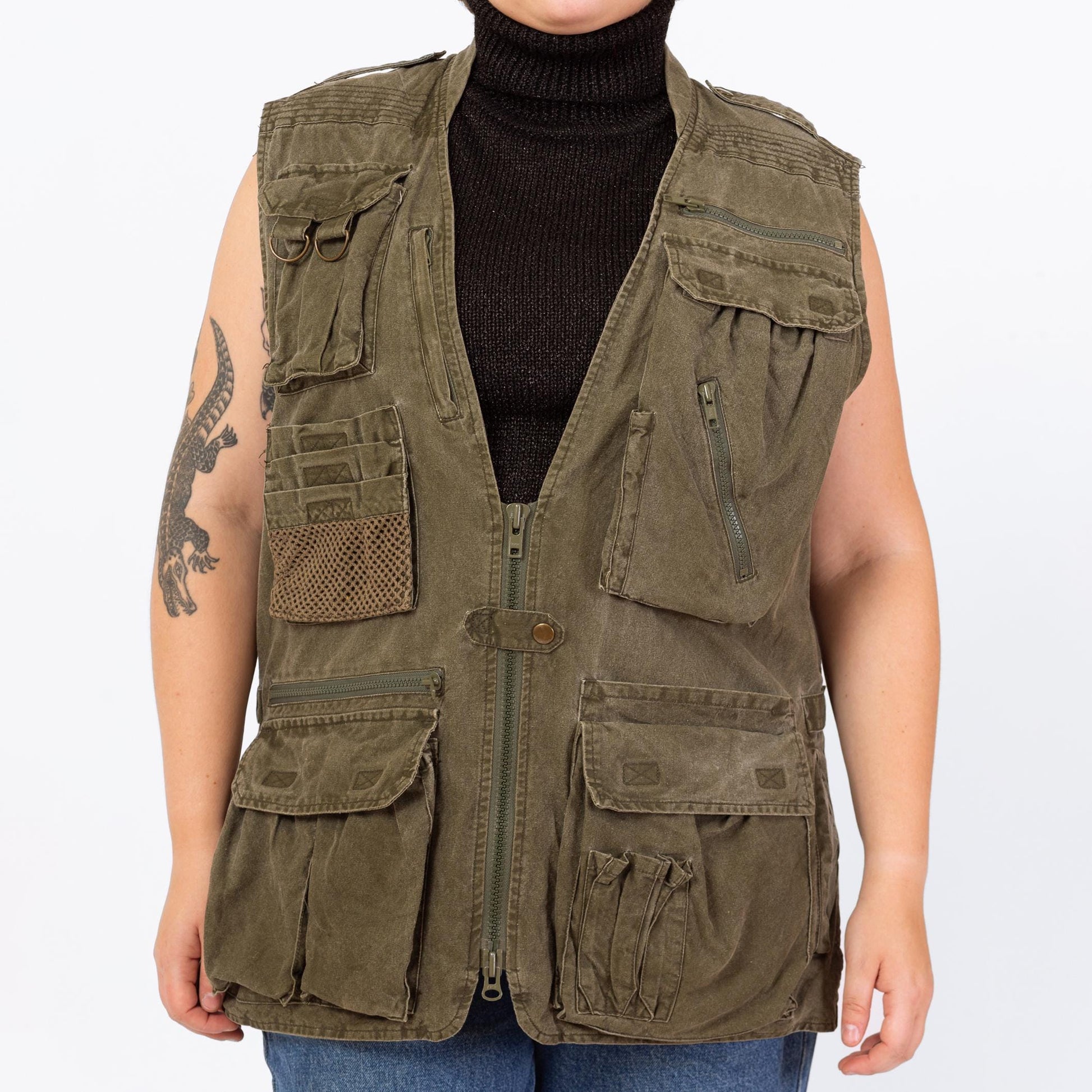 Vintage 80s Banana Republic Army Green Safari Vest - Men's Large, Women's XL | Sleeveless Hiking Outdoor Gear Cargo Field Jacket