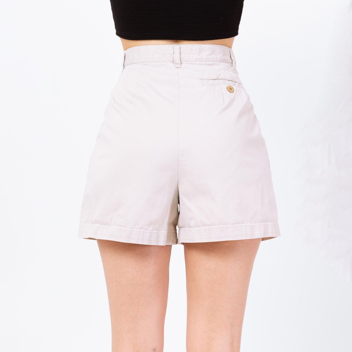 Vintage 90s Anne Klein Khaki High Waisted Shorts - Small, 26" Waist | Minimalist Pleated Casual Cotton Shorts