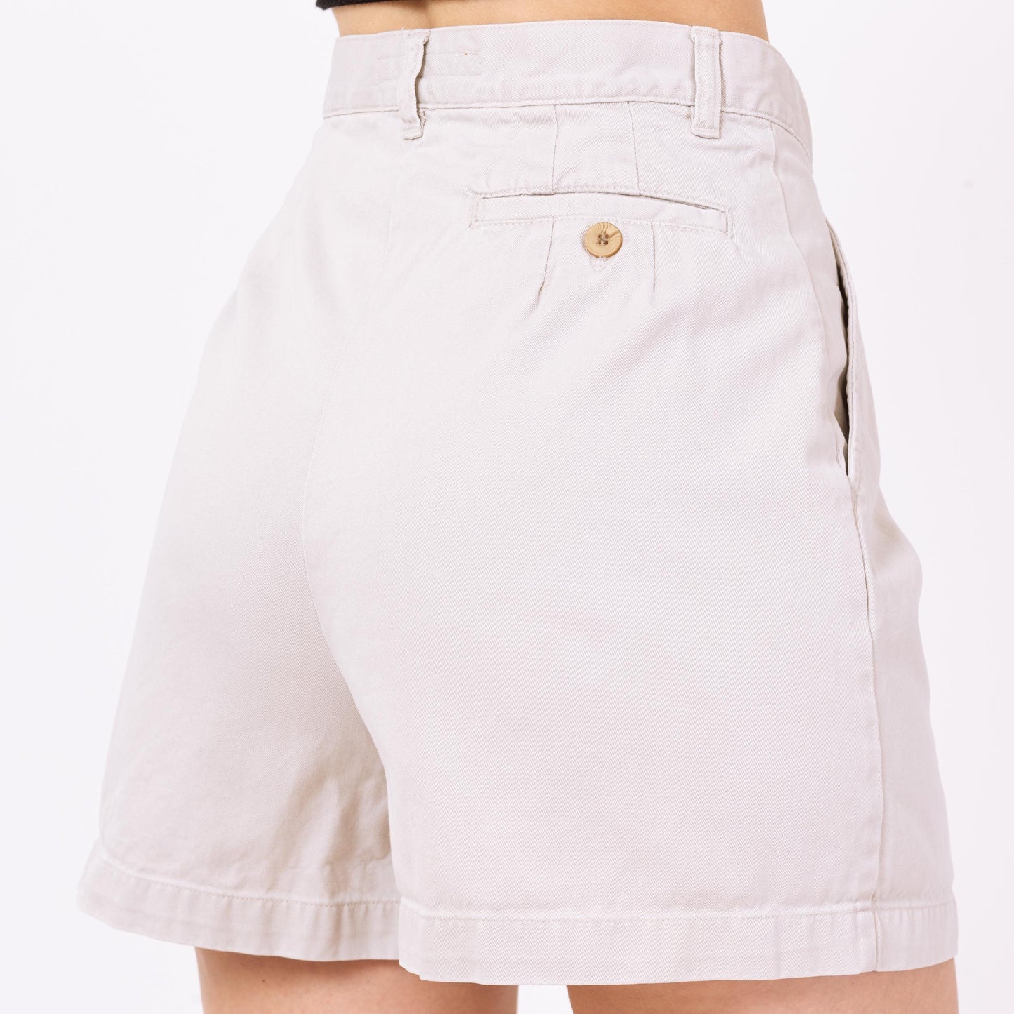 Vintage 90s Anne Klein Khaki High Waisted Shorts - Small, 26" Waist | Minimalist Pleated Casual Cotton Shorts