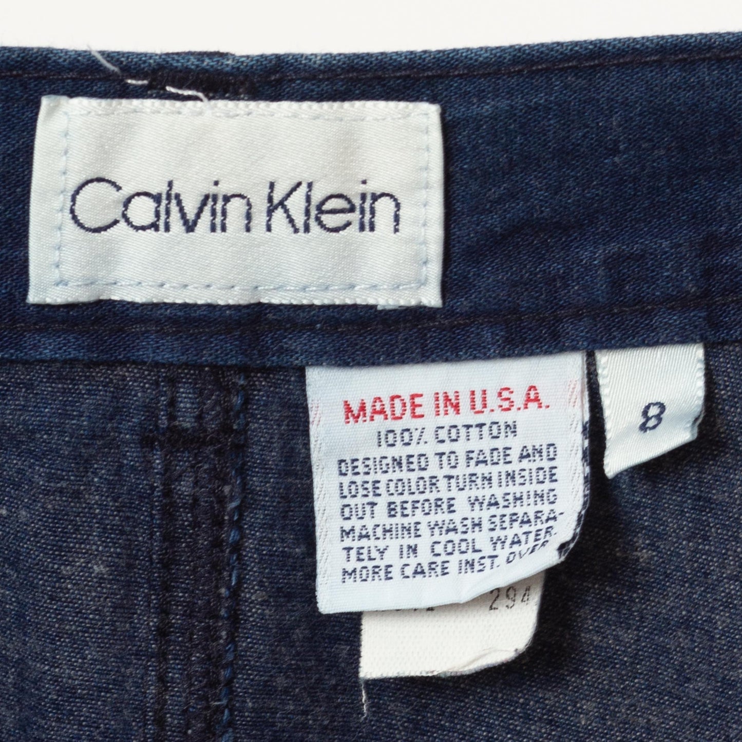 Vintage 80s Calvin Klein Dark Wash Denim Midi Skirt - Small, 26" Waist | Yoked High Waisted Blue Jean Chambray Pocket Skirt