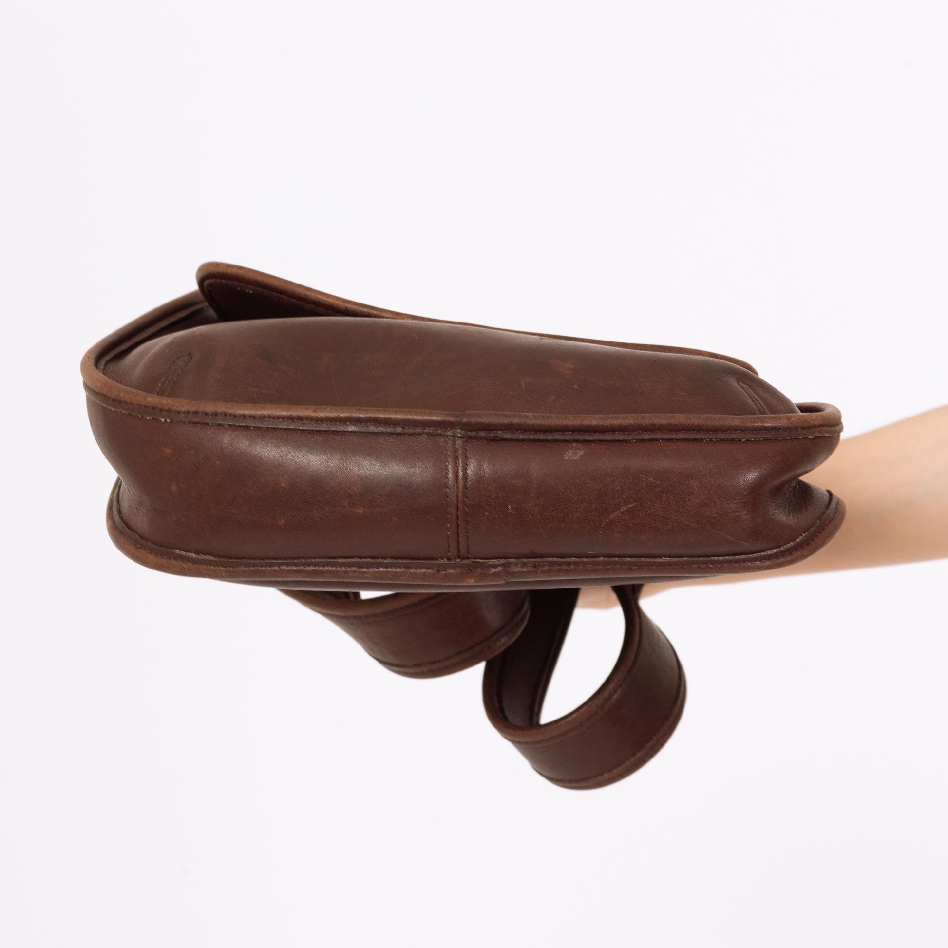 Vintage 90s Coach Ergo Brown Leather Flap Bag | Authentic Designer Purse Style 9034, Classic Luxury, Minimalist Crossbody Shoulder Bag