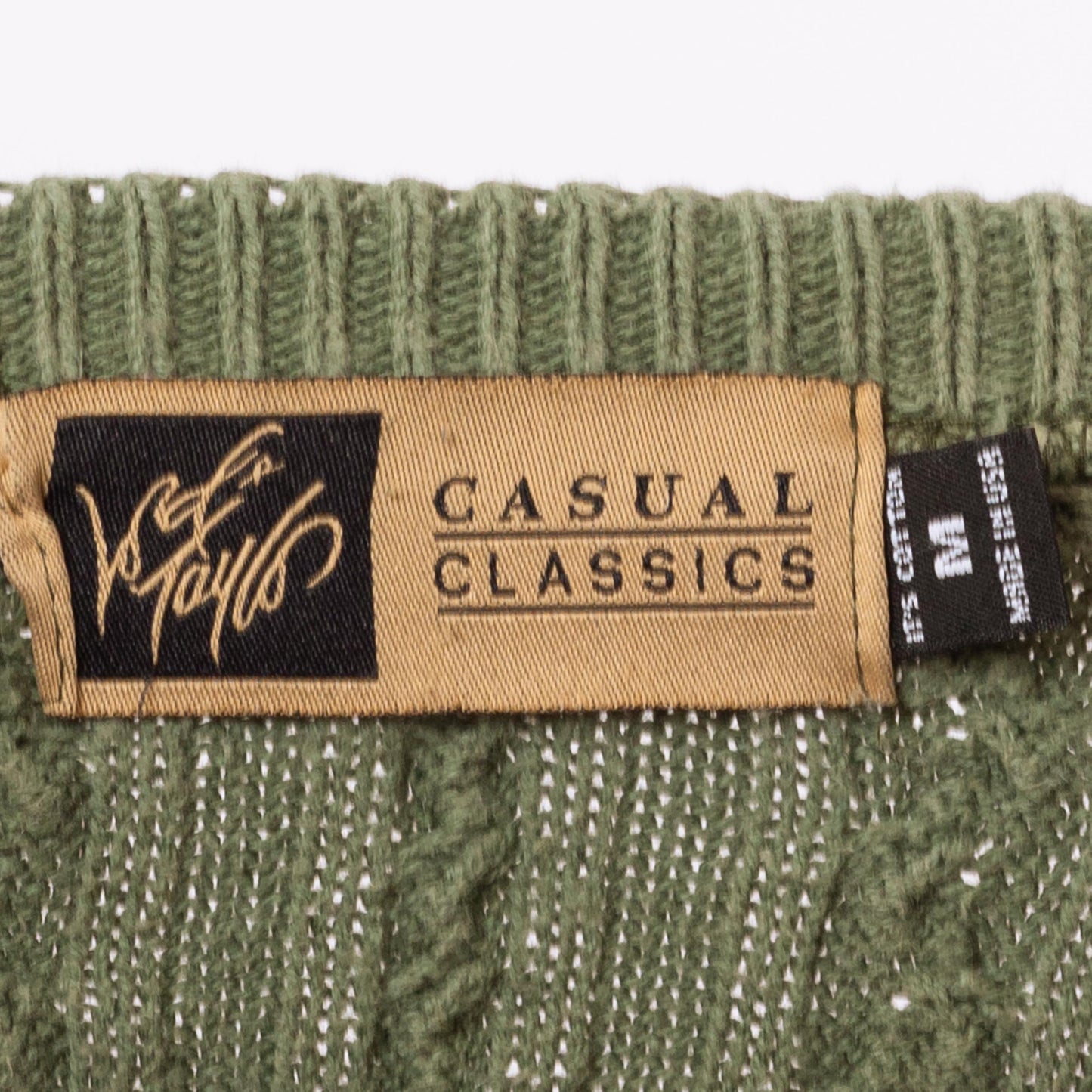 Vintage 90s Sage Green Cable Knit Sweater - Men's Medium, Women's Large | Cotton Crew Neck Slouchy Fisherman Pullover