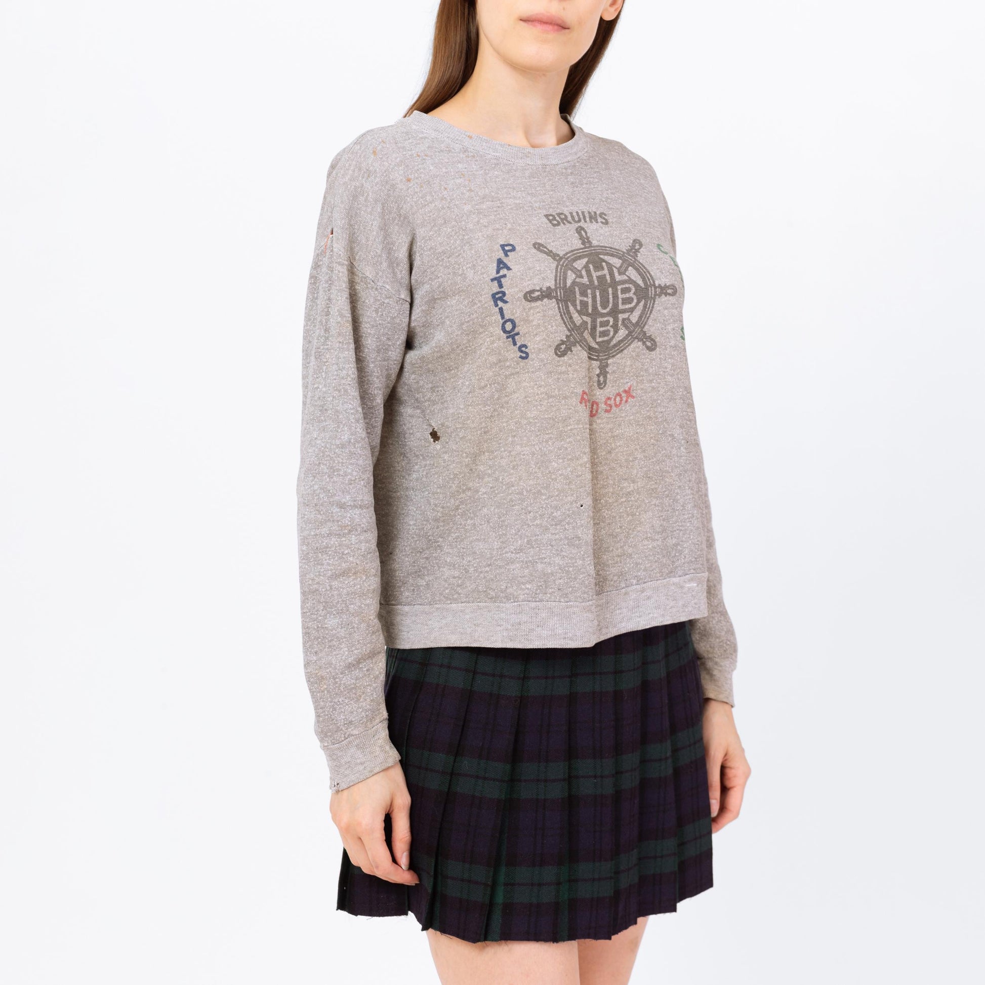 Vintage 60s Boston City Of Champions Sports Team Sweatshirt - Men's Small, Women's Medium | Red Sox Bruins Celtics Patriots Gray Crewneck