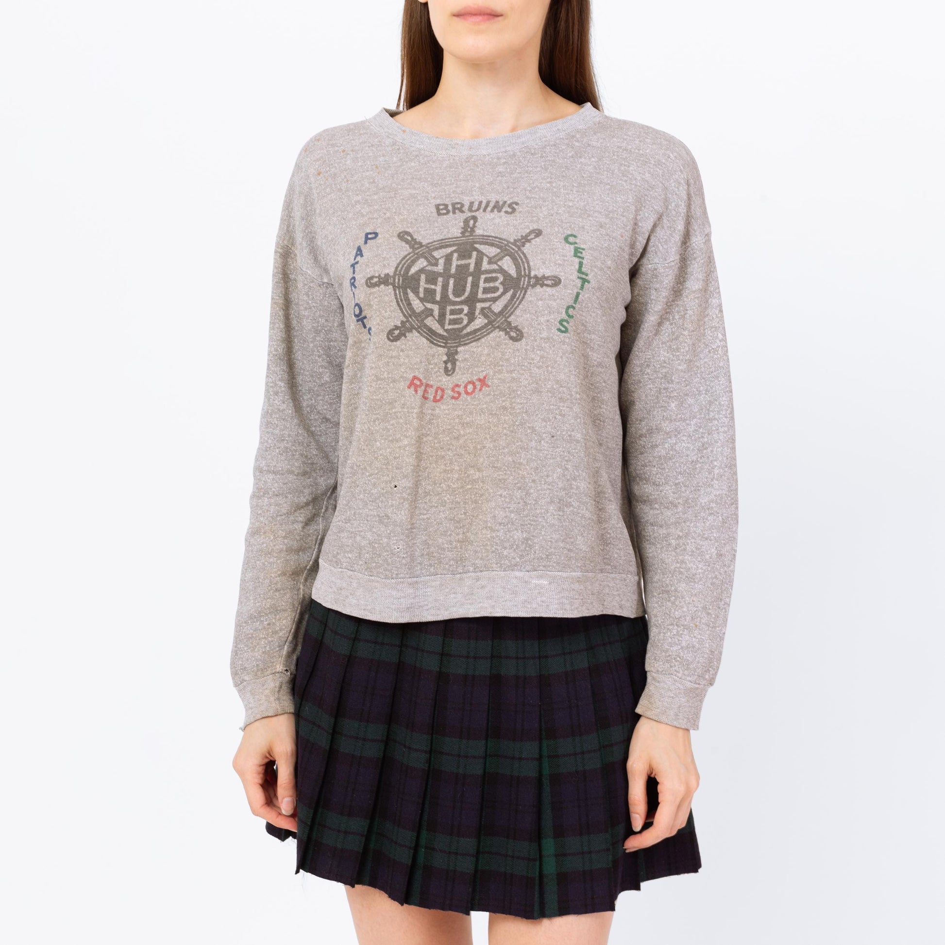 Vintage 60s Boston City Of Champions Sports Team Sweatshirt - Men's Small, Women's Medium | Red Sox Bruins Celtics Patriots Gray Crewneck