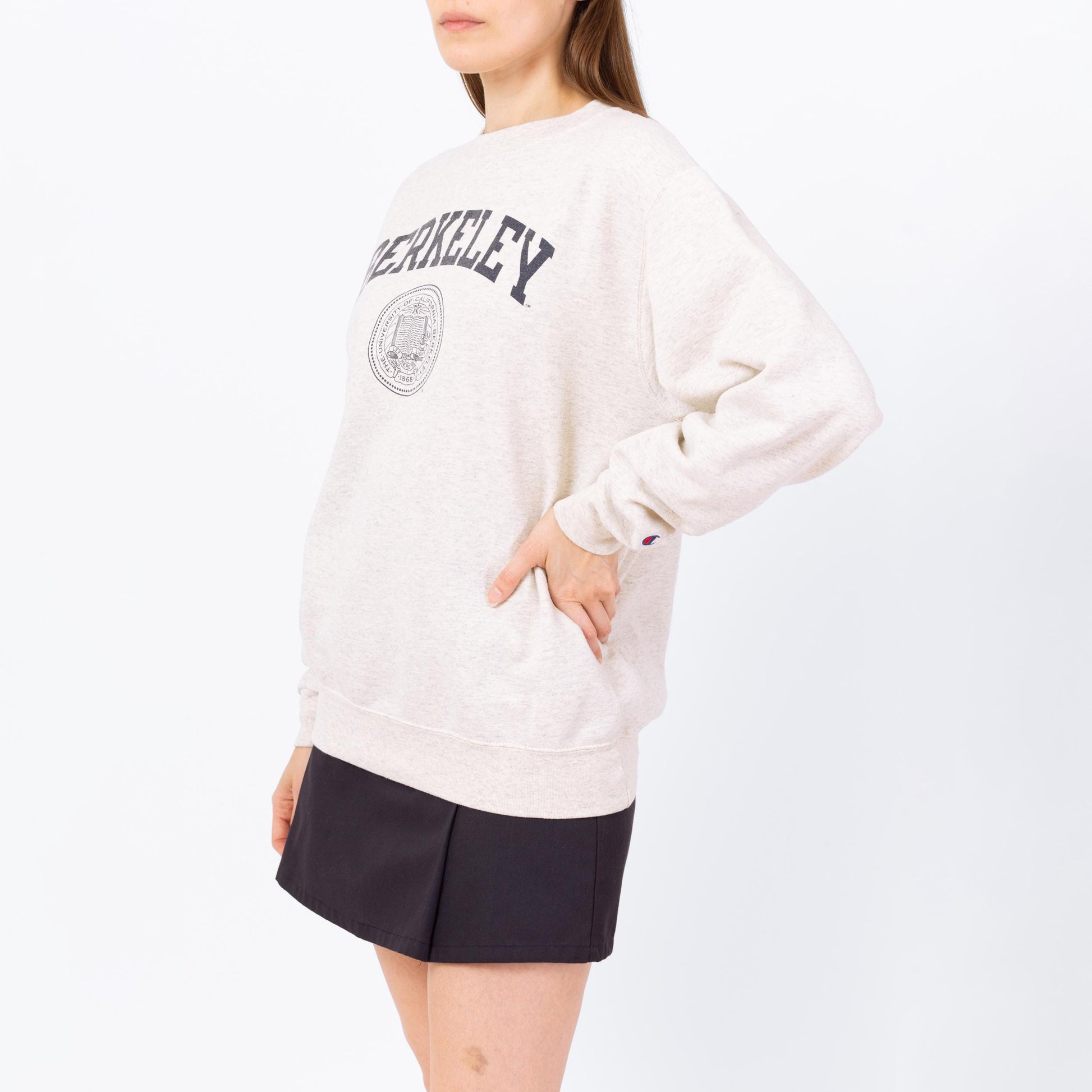 Vintage 90s UC Berkeley Champion Sweatshirt - Men's Medium, Women's Large | University Of California Collegiate Heather Grey Crew Neck