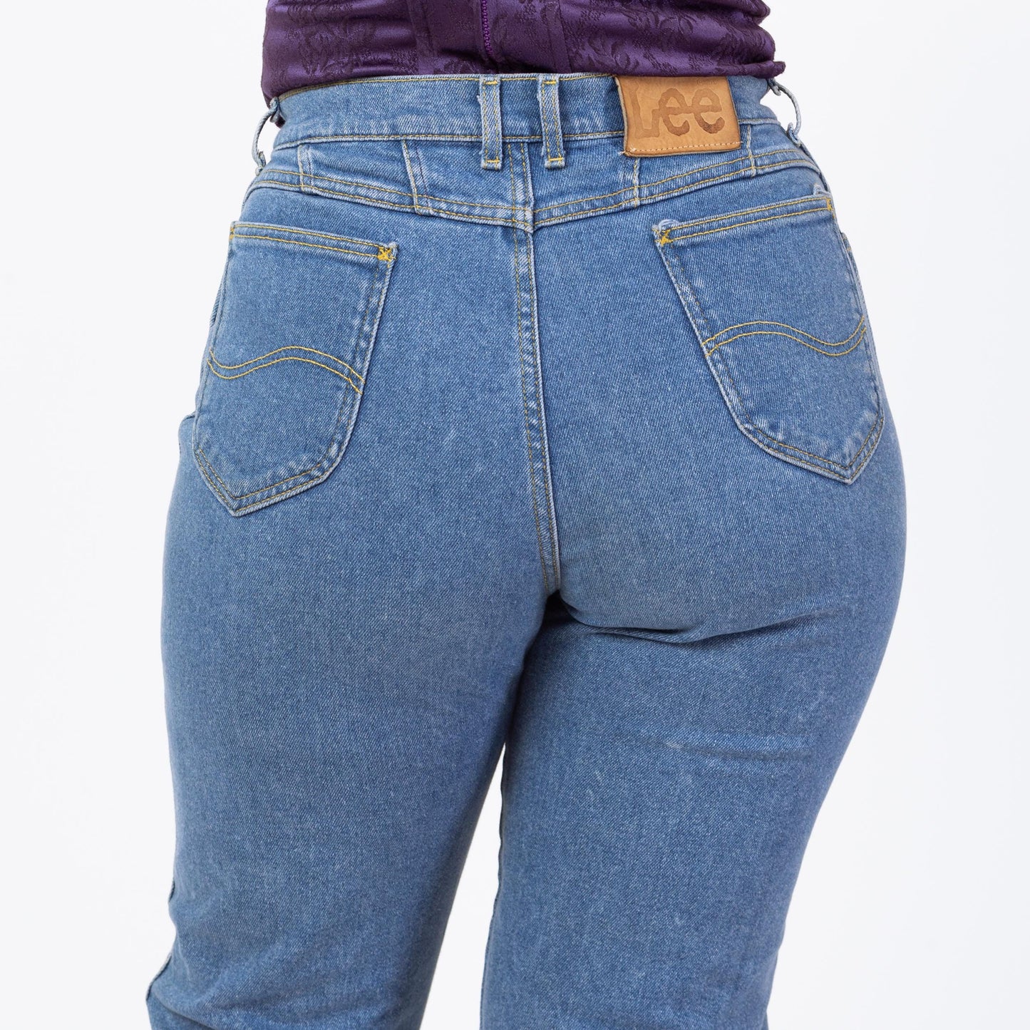 Vintage 80s Lee Riders High Waisted Jeans - Large, 30"-32" Waist | Made In USA Stretch Denim Tapered Leg Mom Jeans