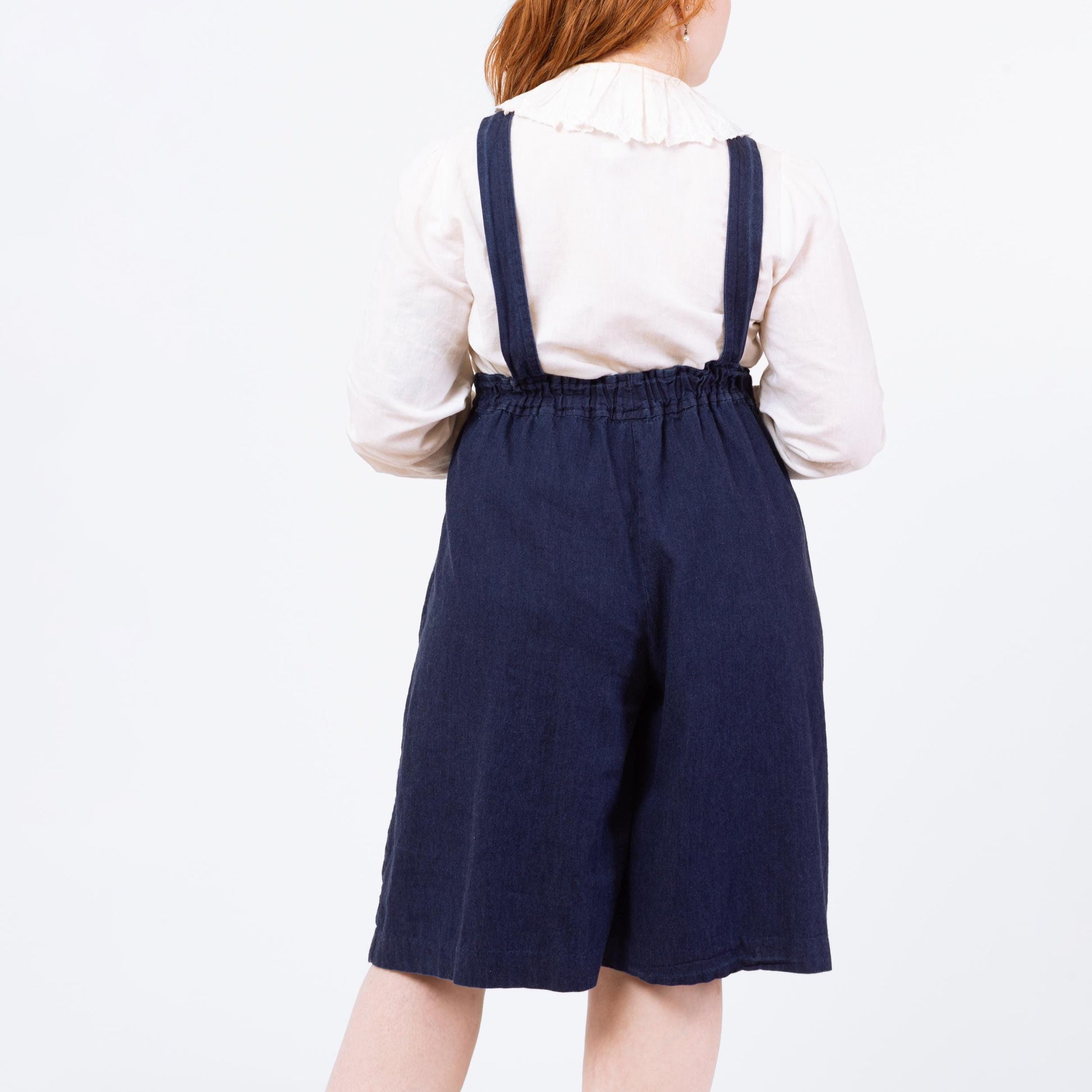Vintage 70s Dark Wash Denim Pinafore Romper - Medium | Retro Chambray Sleeveless Apron Overall Playsuit