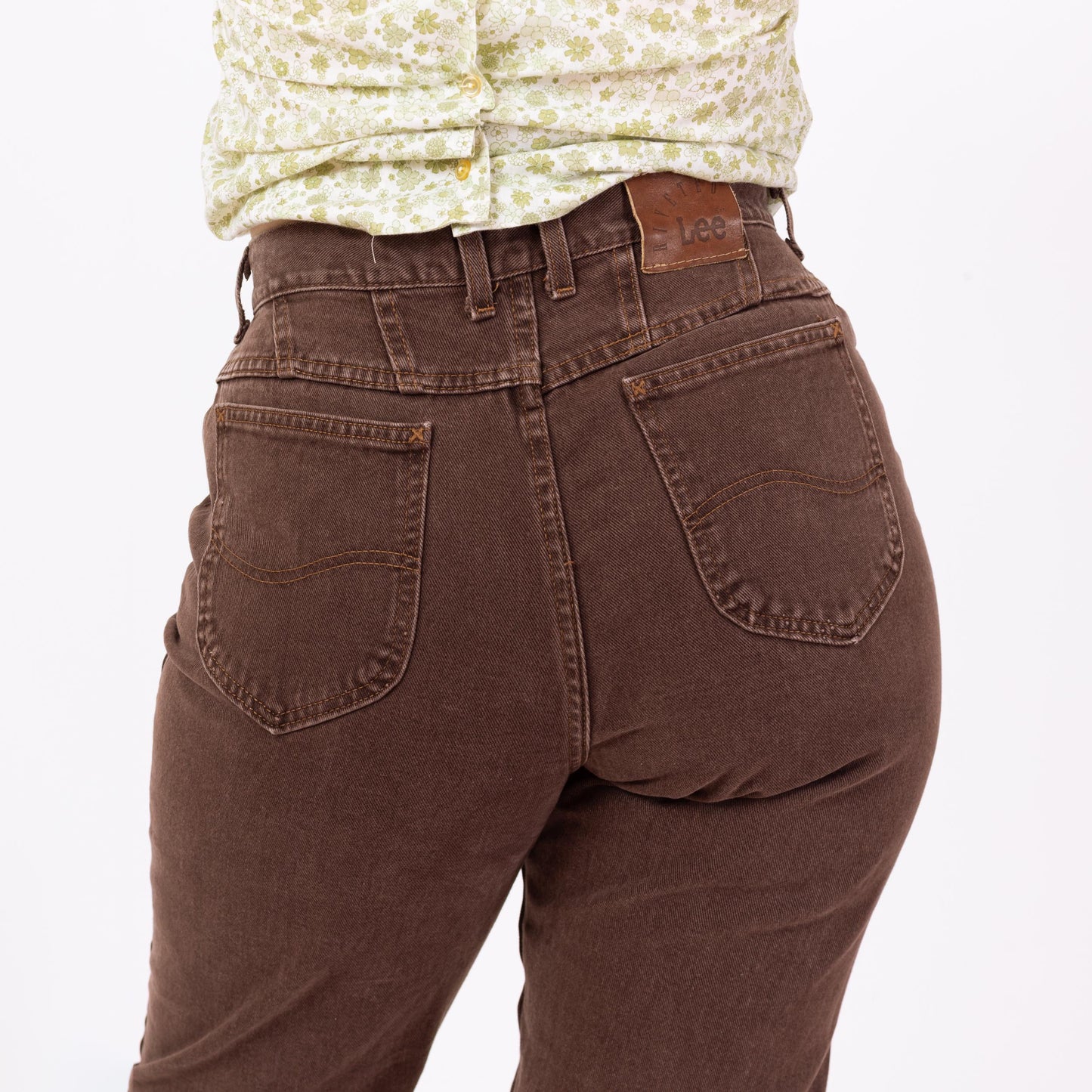 Vintage 90s Lee Brown High Waisted Jeans - Large, 31" Waist | Made In USA Denim Tapered Leg Mom Jeans