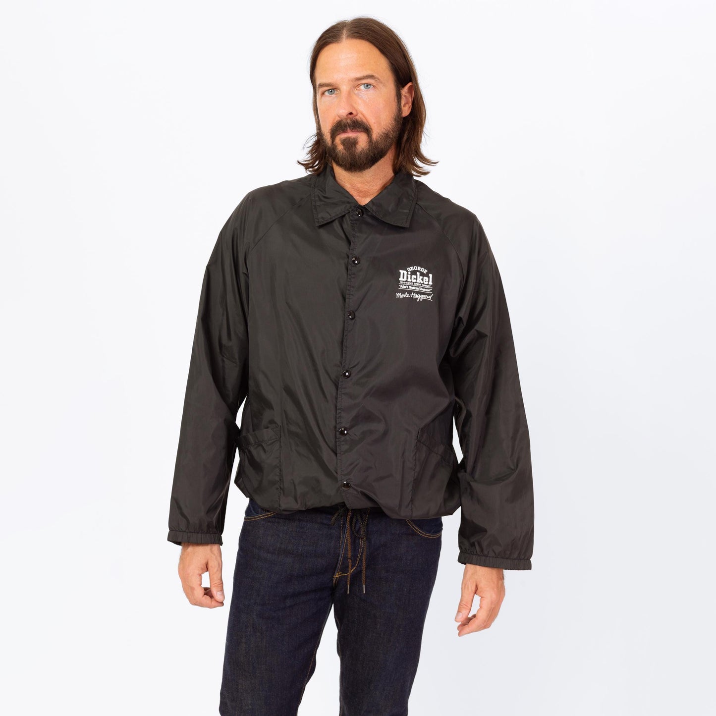 Vintage 80s Merle Haggard And The Strangers Windbreaker - Large | Ain't Nothin Better Tour Black Snap Button Jacket
