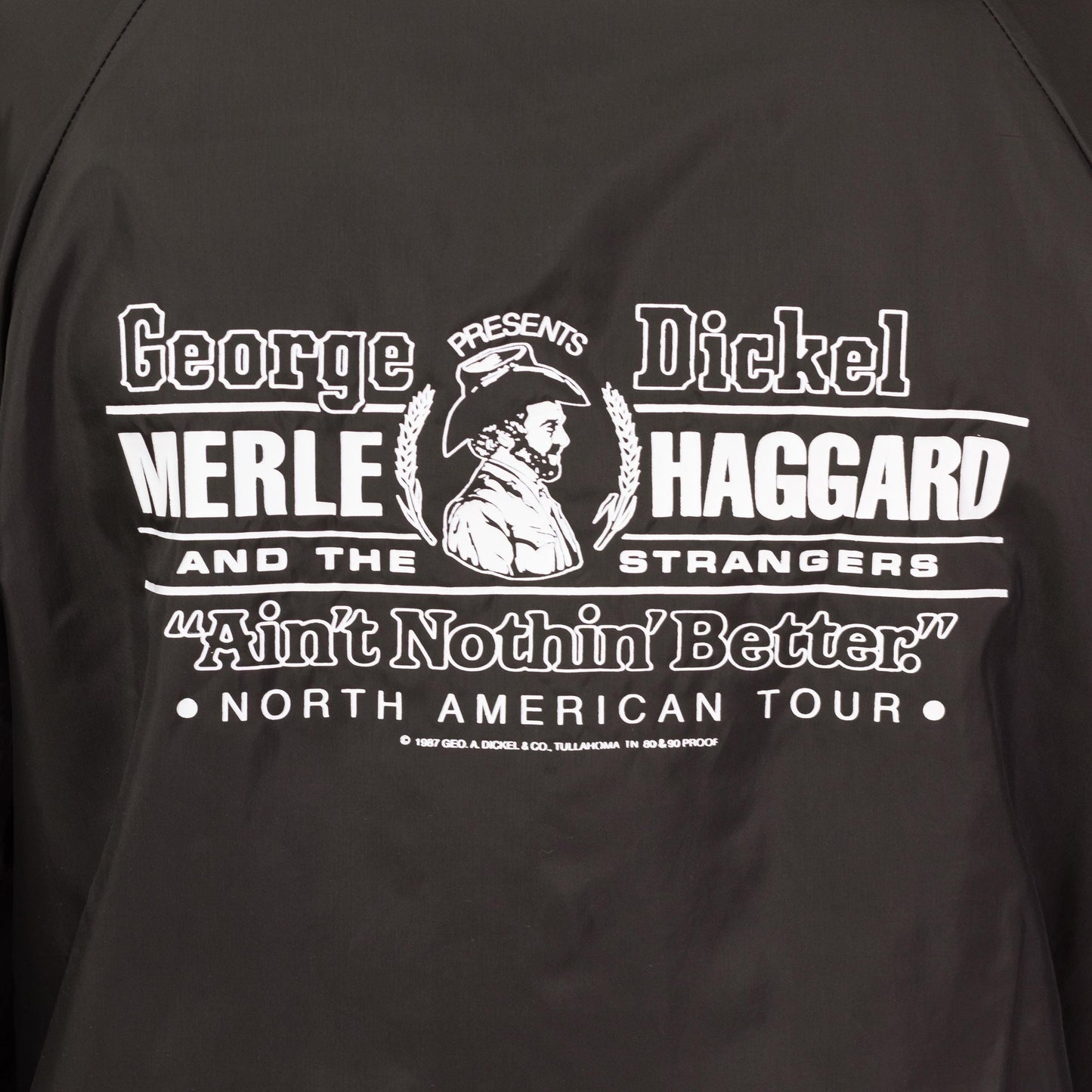 Vintage 80s Merle Haggard And The Strangers Windbreaker - Large | Ain't Nothin Better Tour Black Snap Button Jacket