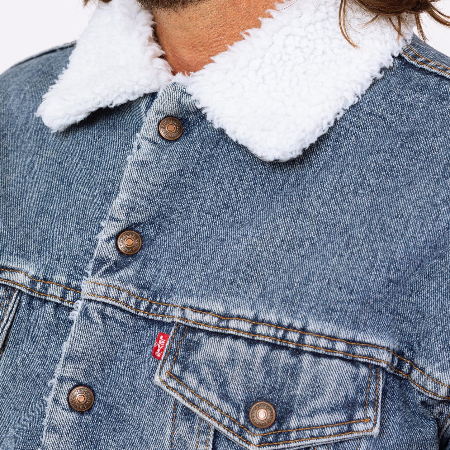 Vintage Levi's Denim Sherpa Jacket - Medium | Stonewashed Shearling Lined Blue Jean Grunge Trucker Coat