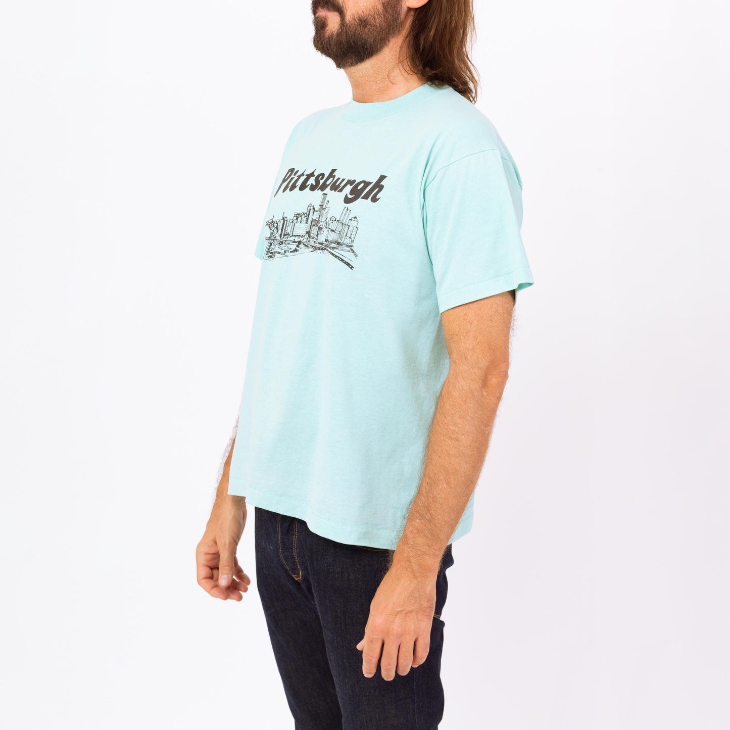 Vintage 90s Pittsburgh Skyline Tourist T Shirt - Large | Pennsylvania Graphic Blue Souvenir Tee