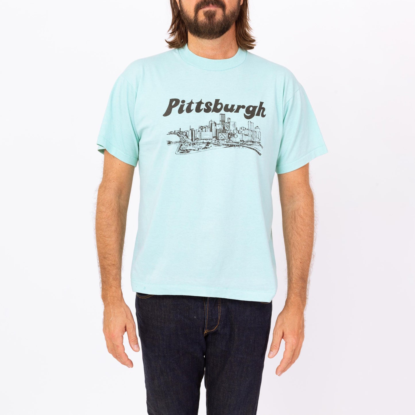 Vintage 90s Pittsburgh Skyline Tourist T Shirt - Large | Pennsylvania Graphic Blue Souvenir Tee