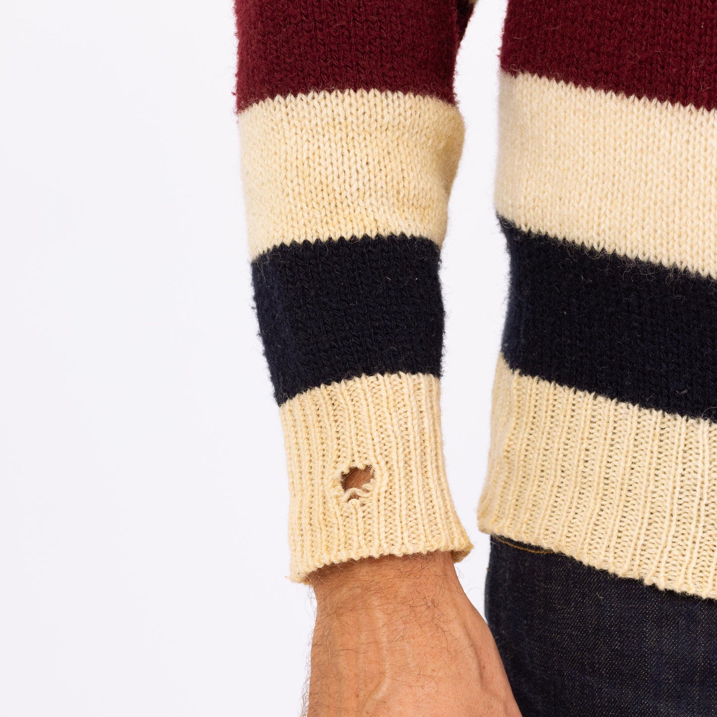 Vintage 70s Striped Knit Henley Sweater - Small | Button Up Long Sleeve Wool Pullover