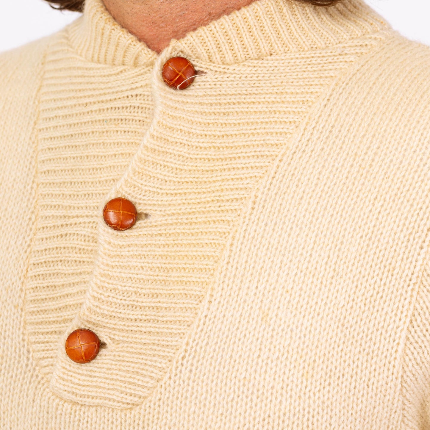 Vintage 70s Striped Knit Henley Sweater - Small | Button Up Long Sleeve Wool Pullover