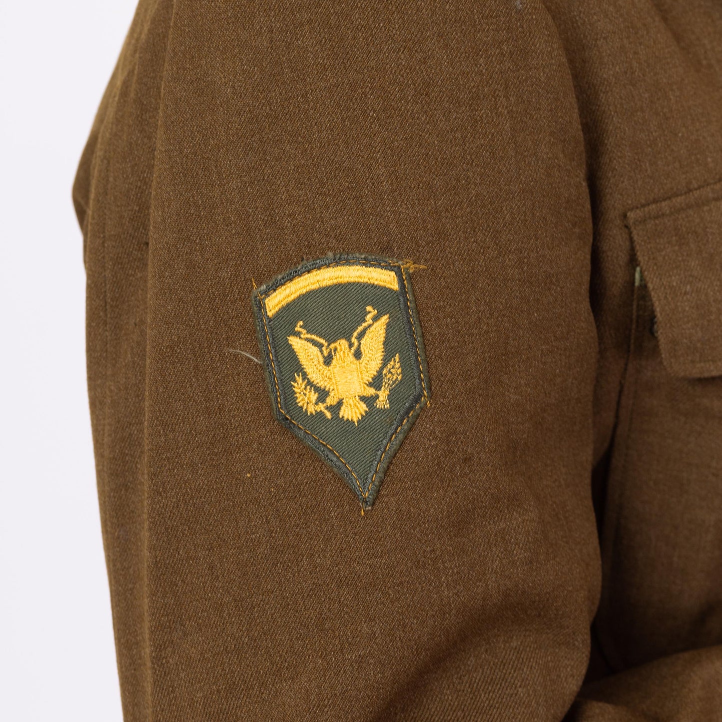 Vintage 1940s WWII Cropped Ike Army Jacket - Medium, 40R | Eisenhower Olive Drab Military Uniform Short Wool Coat