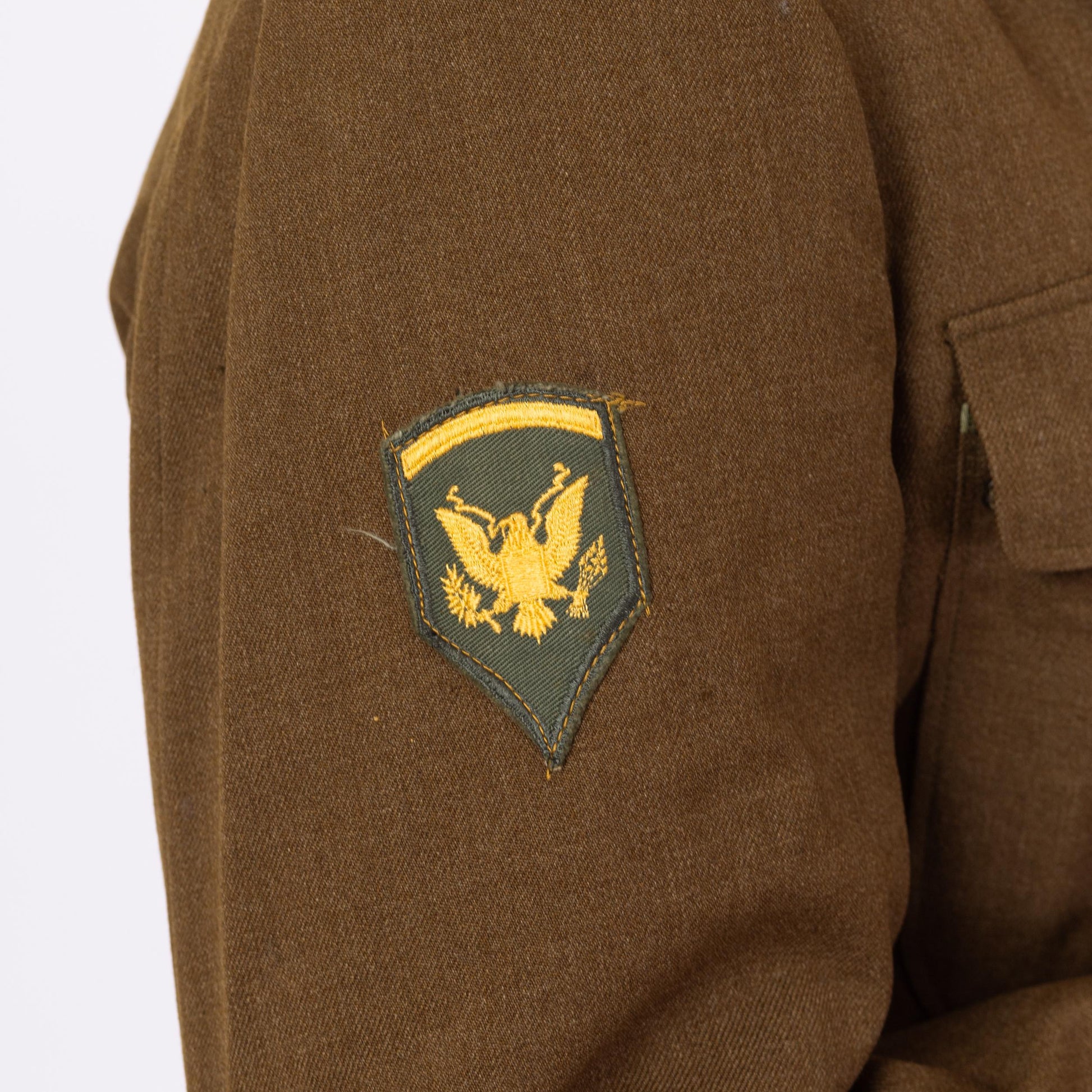 Vintage 1940s WWII Cropped Ike Army Jacket - Medium, 40R | Eisenhower Olive Drab Military Uniform Short Wool Coat