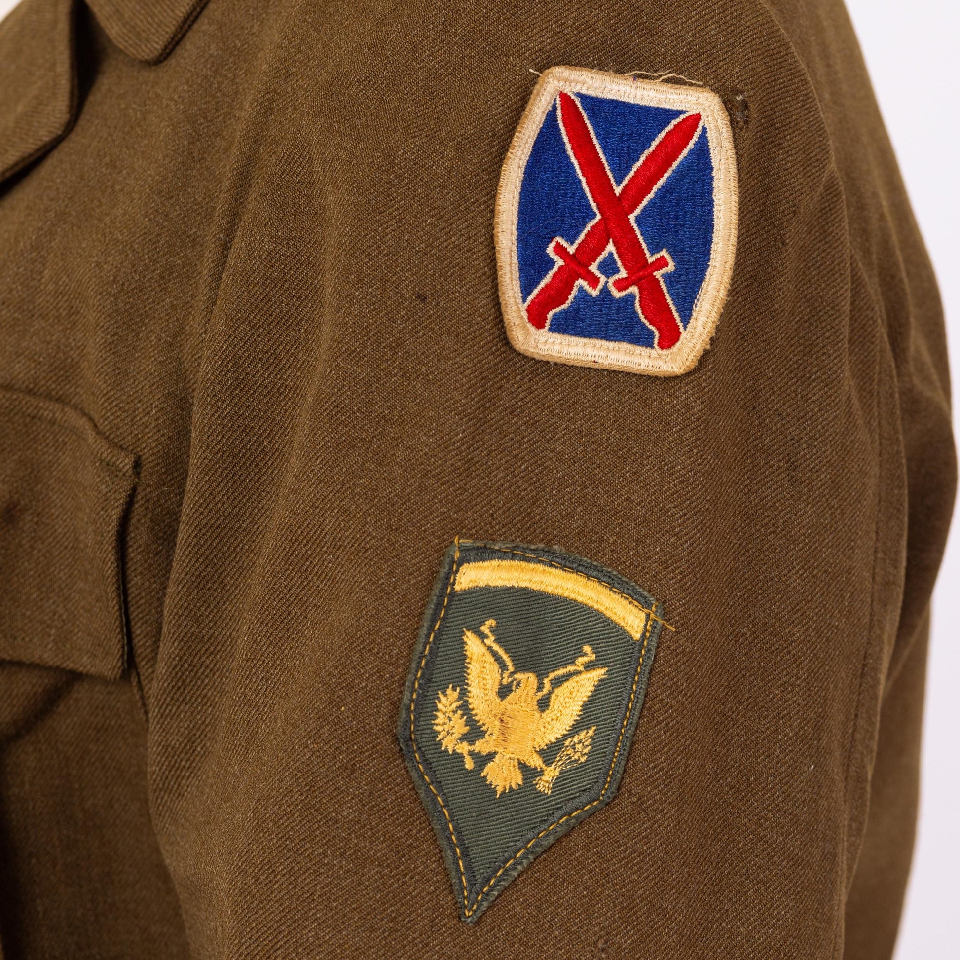 Vintage 1940s WWII Cropped Ike Army Jacket - Medium, 40R | Eisenhower Olive Drab Military Uniform Short Wool Coat