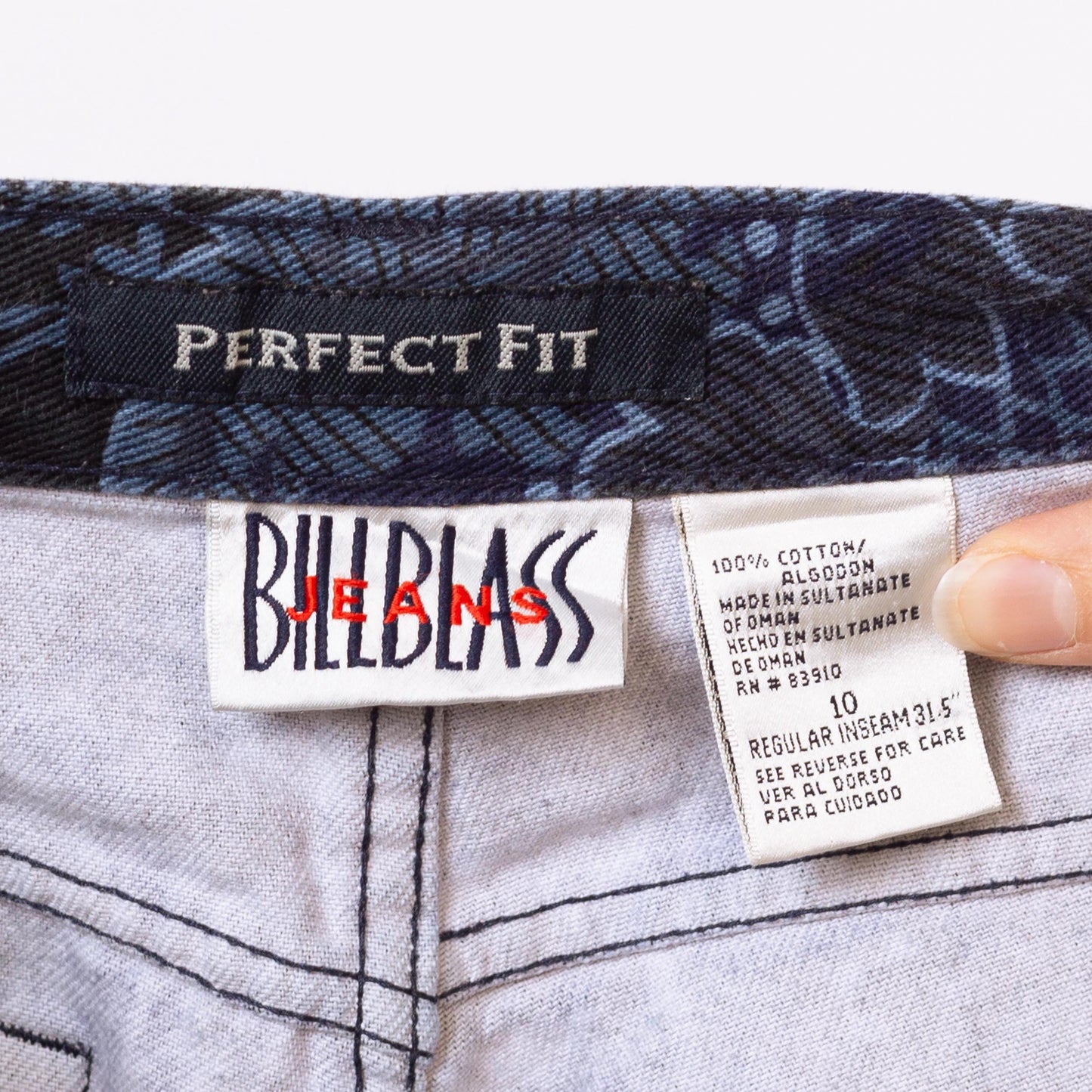 Vintage 90s Blue Baroque Floral Bootcut Jeans - Medium, 32" Waist | Mid Rise Navy Blue Denim Mom Jeans
