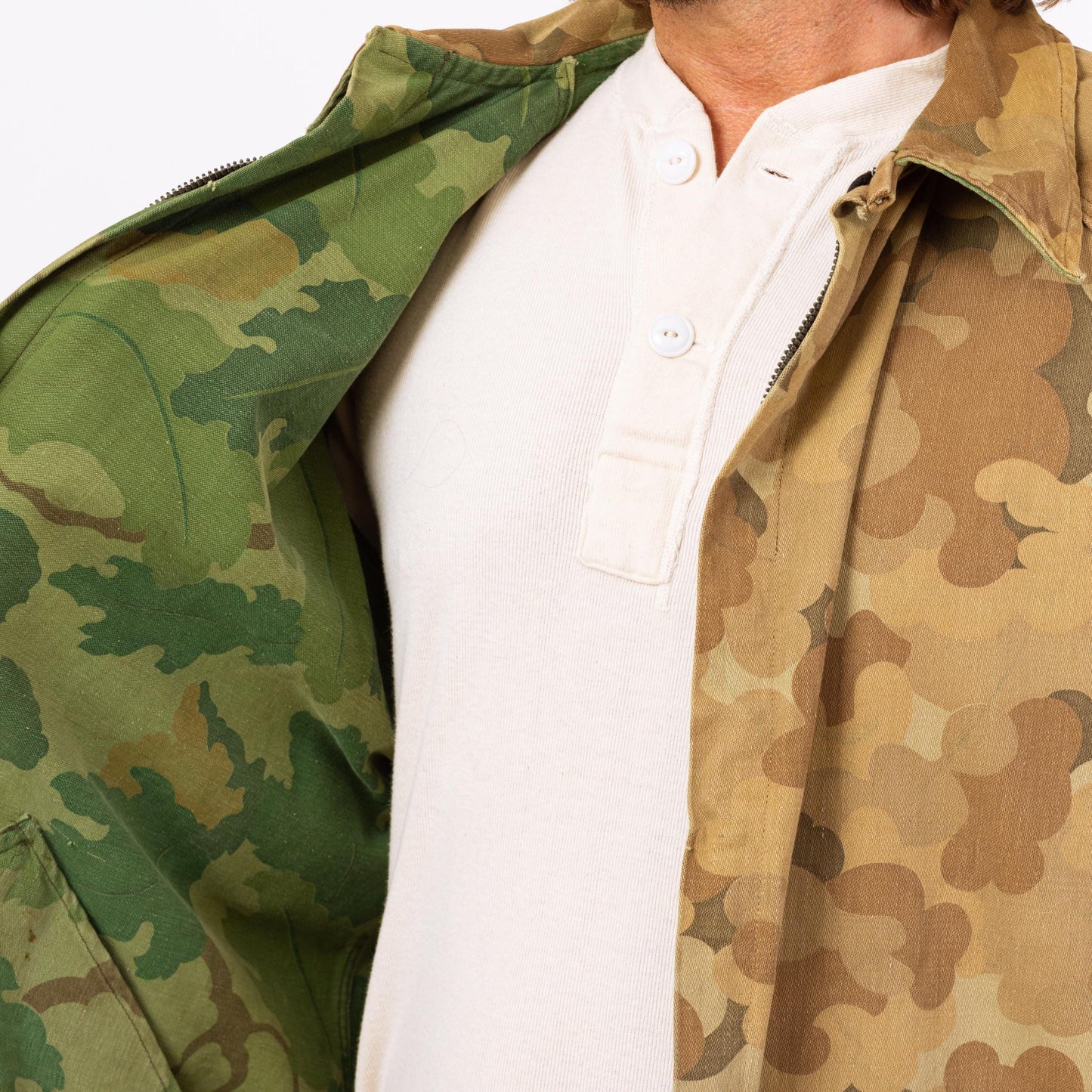 Vintage 60s 70s Kamo Reversible Mitchell Camo Hunting Jacket - Extra Large | Cotton Camouflage Zip Up Lightweight Army Surplus Coat