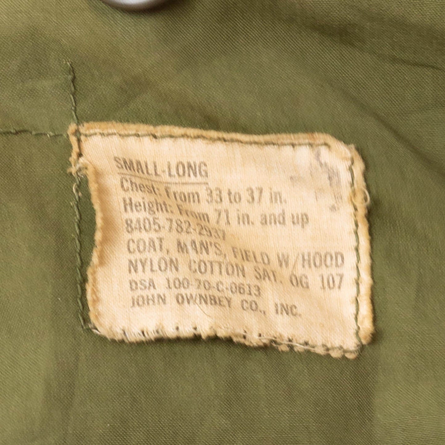 Vintage 70s M65 US Army Field Jacket - Small Long | OG 107 Hooded Olive Drab Vietnam Era Military M-65 Coat