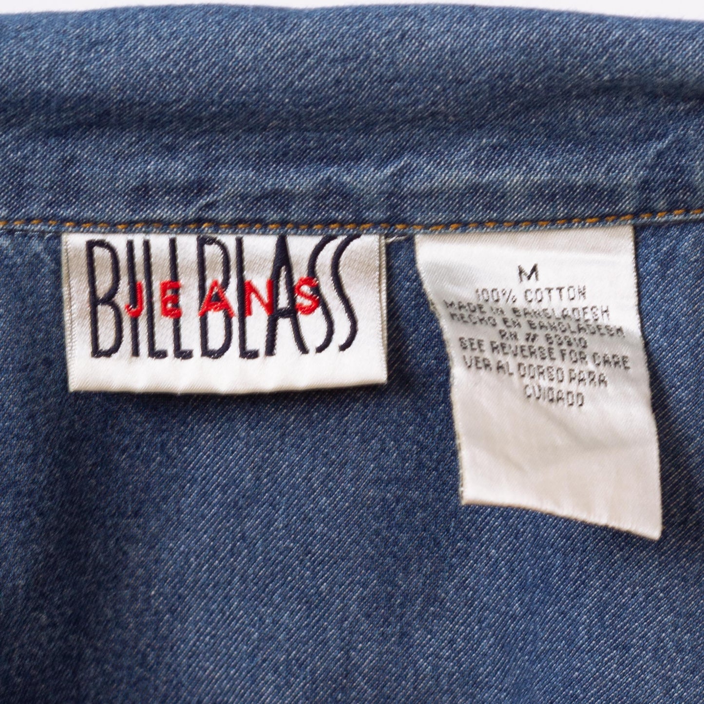 Vintage 90s Short Sleeve Chambray Shirt - Medium | Cropped Button Up Denim Top