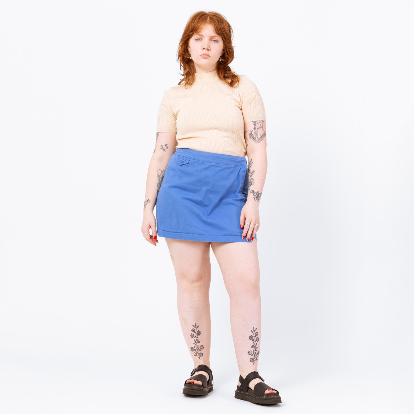Vintage 90s Cornflower Blue Wrap Skort - Petite Large, 33" Waist | Vintage A Line High Waisted Mini Shorts Skirt