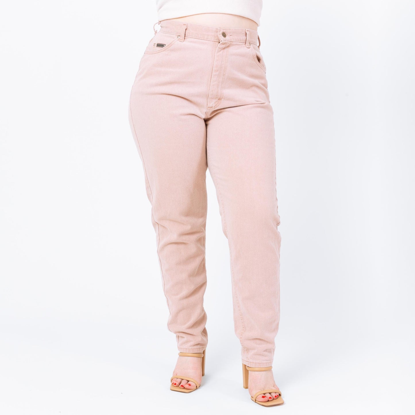 Vintage 90s Lee Pastel Pink High Waisted Jeans - Large, 32" Waist | Made In USA Denim Tapered Leg Mom Jeans