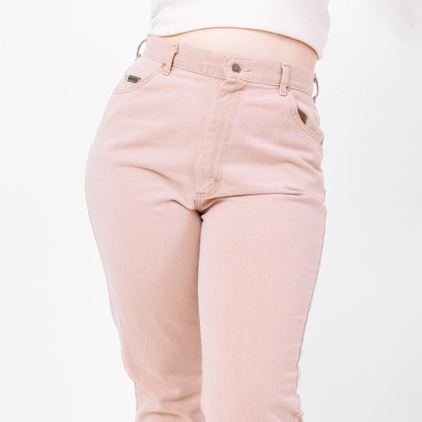 Vintage 90s Lee Pastel Pink High Waisted Jeans - Large, 32" Waist | Made In USA Denim Tapered Leg Mom Jeans