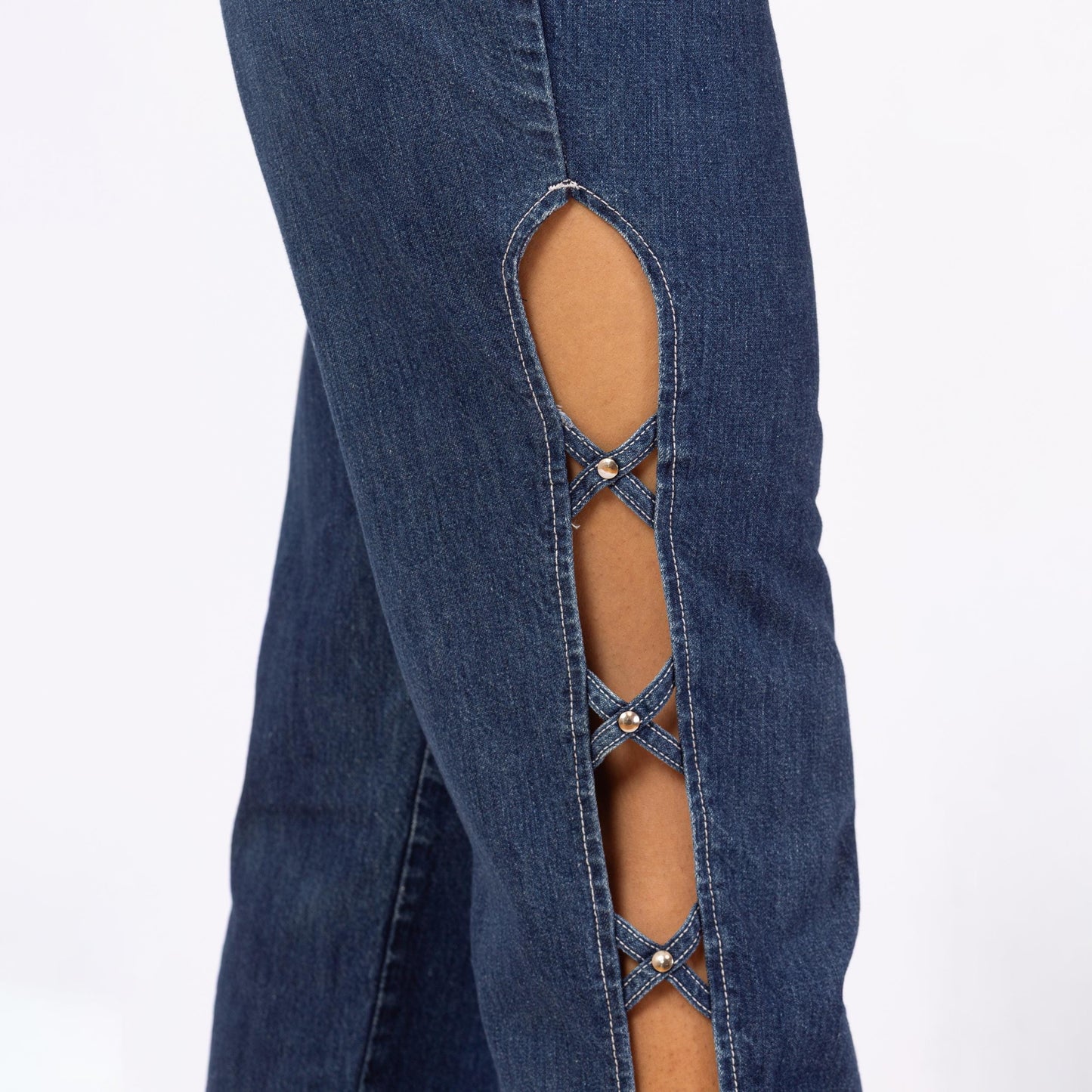 Vintage 80s High Waisted Cutout Jeans - Small, 27" Waist | Frederick's Of Hollywood Dark Wash Denim Straight Leg Rocker Jeans