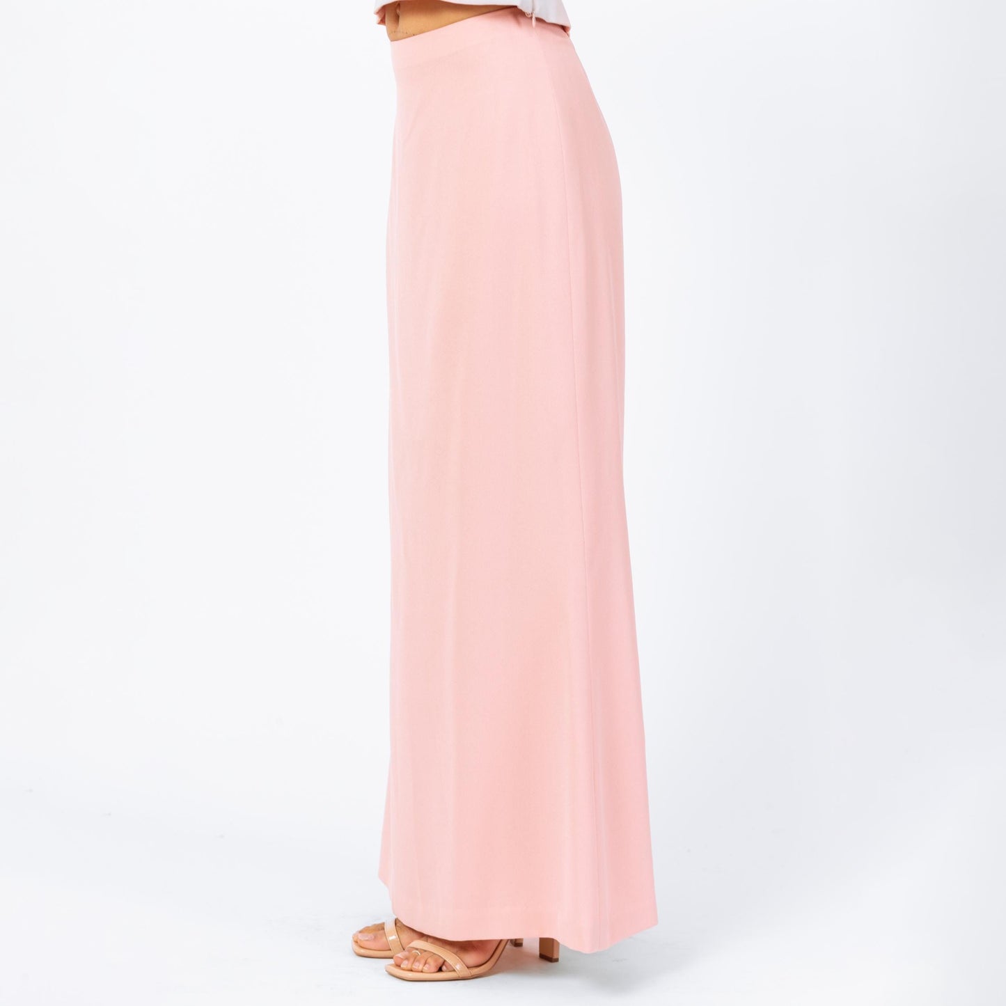 Vintage 90s Y2K Blush Pink Formal Maxi Skirt Set - Small | 2000s Sleeveless Beaded Blouse & Skirt Matching Two Piece Evening Gown Outfit