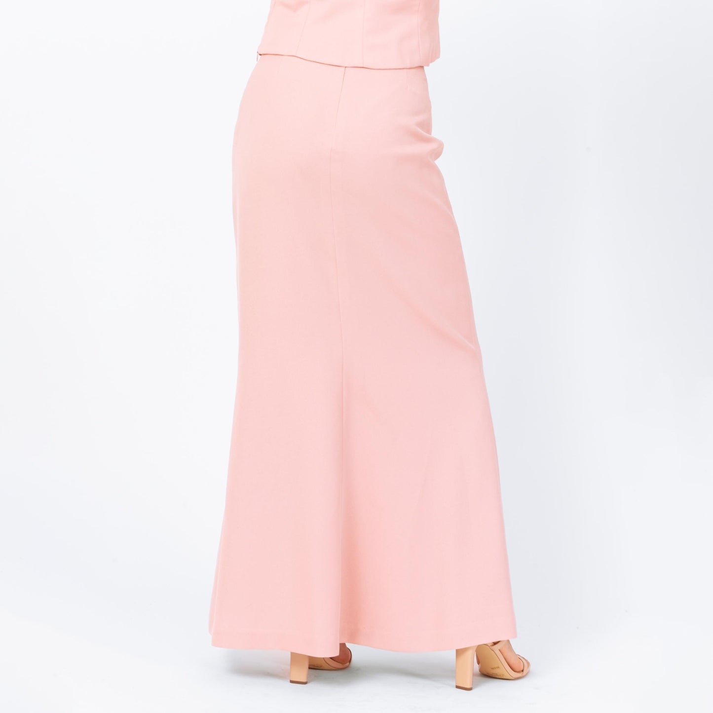 Vintage 90s Y2K Blush Pink Formal Maxi Skirt Set - Small | 2000s Sleeveless Beaded Blouse & Skirt Matching Two Piece Evening Gown Outfit