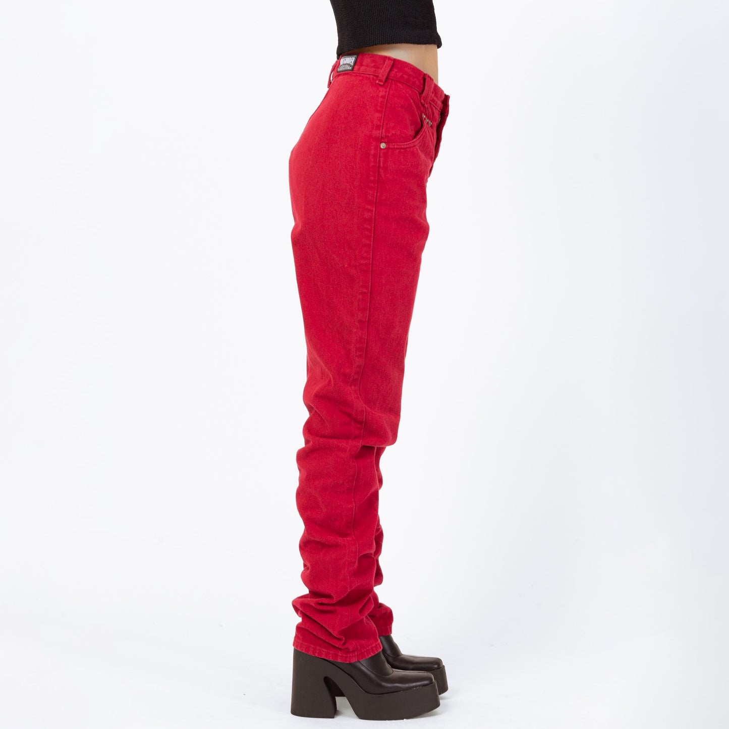 Vintage 90s Roughrider Red Western High Waisted Jeans - Medium Tall, 28" Waist | Circle T Long Inseam Denim Mom Jeans