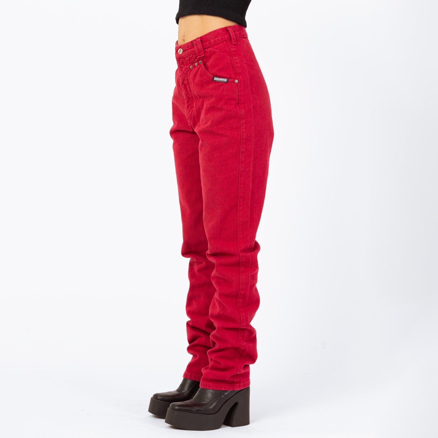 Vintage 90s Roughrider Red Western High Waisted Jeans - Medium Tall, 28" Waist | Circle T Long Inseam Denim Mom Jeans