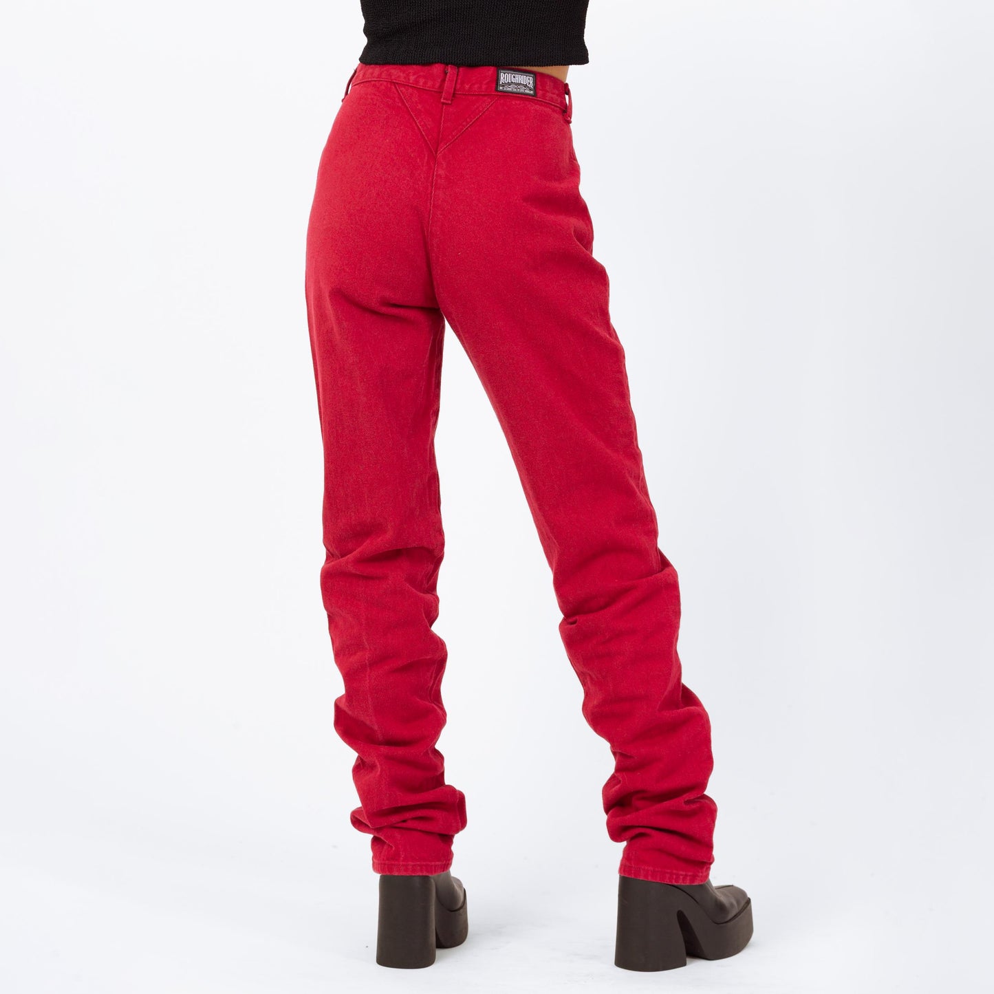 Vintage 90s Roughrider Red Western High Waisted Jeans - Medium Tall, 28" Waist | Circle T Long Inseam Denim Mom Jeans