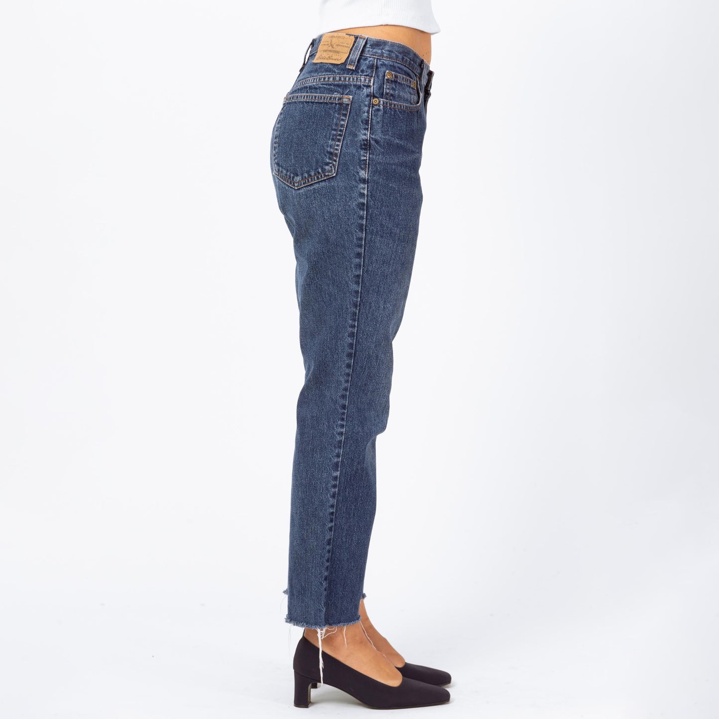 Vintage 90s Dark Wash Mid Rise Jeans - Small, 27" Waist | Eddie Bauer Cut Off Bootcut Ankle Jeans