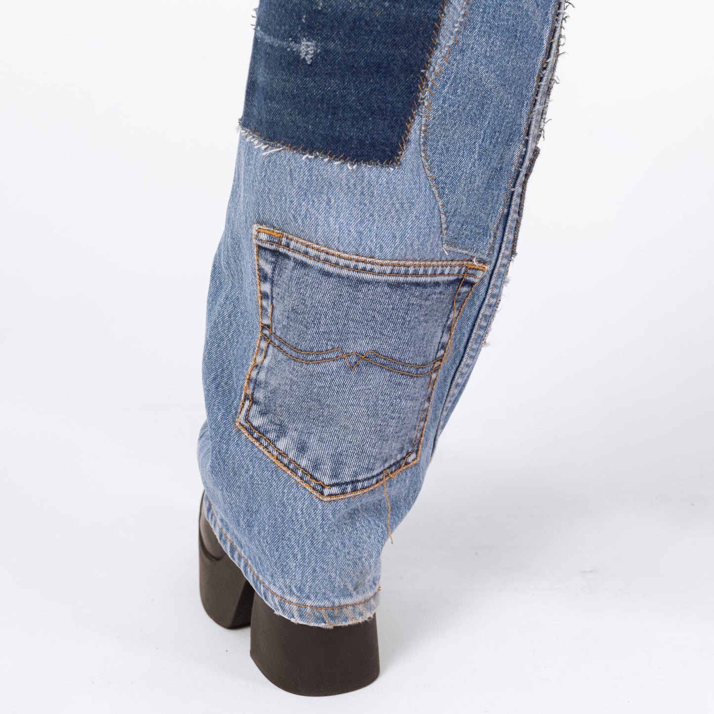 Vintage Y2K Dolce & Gabbana Baggy Patchwork Jeans - 1X | 2000s Designer Jeans, Plus Size Jeans, Leather Trim Distressed Denim Made In Italy