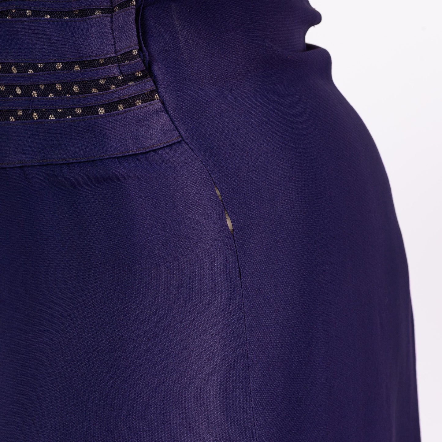 Vintage 1940s Navy Blue Belted Day Dress - Extra Large | 40s Polka Dot Puff Sleeve Midi Shirtdress