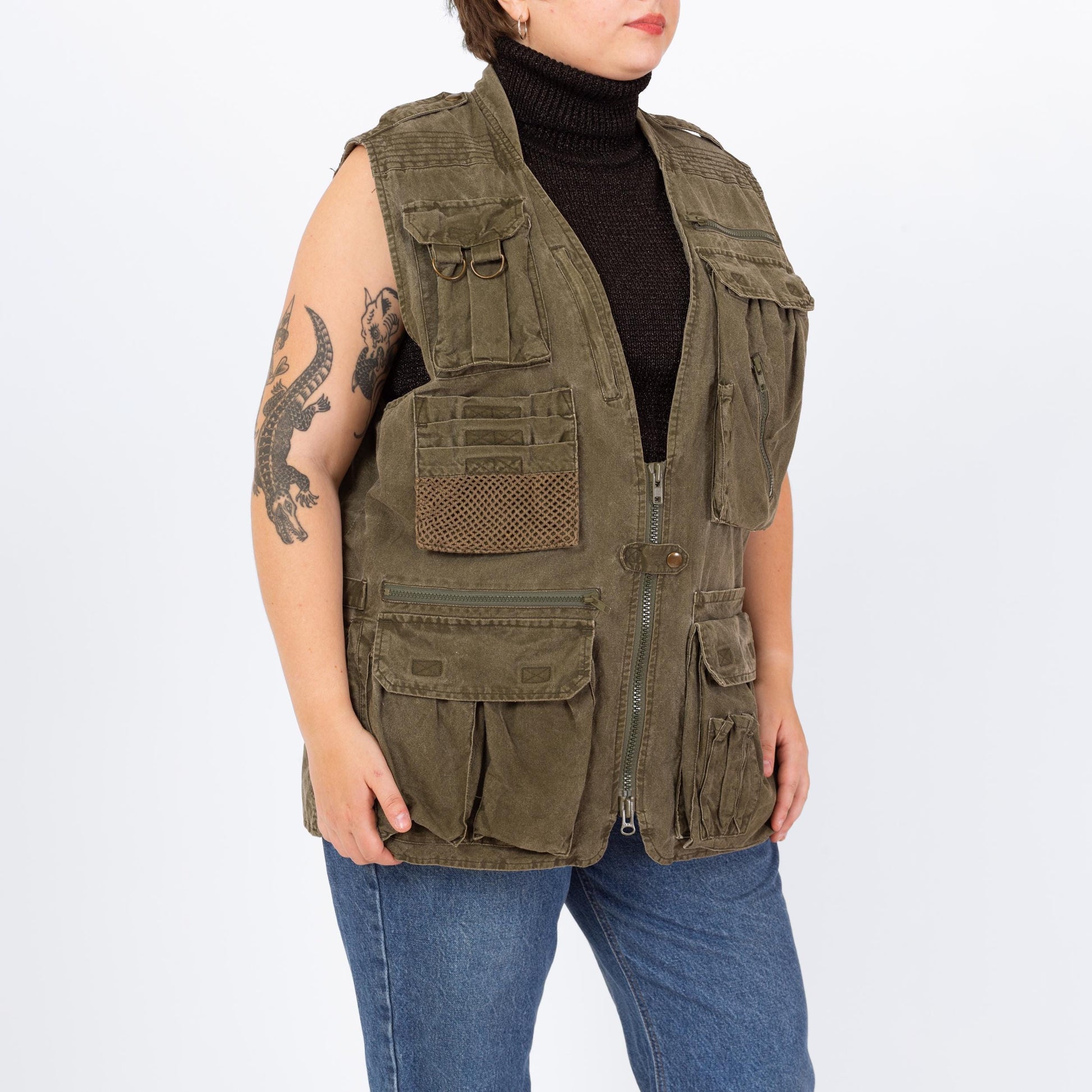 Vintage 80s Banana Republic Army Green Safari Vest - Men's Large, Women's XL | Sleeveless Hiking Outdoor Gear Cargo Field Jacket