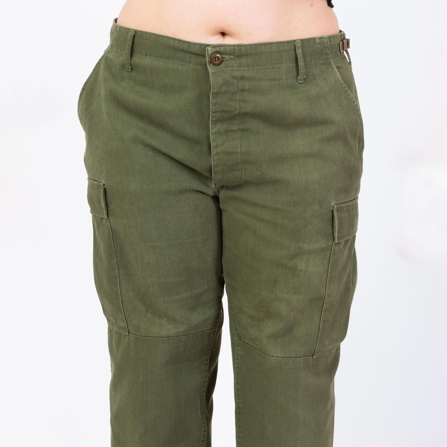 Vintage 90s Army Green Unisex Cargo Field Pants - 34"-39" Waist | High Waist Olive Drab Military Commando Pants