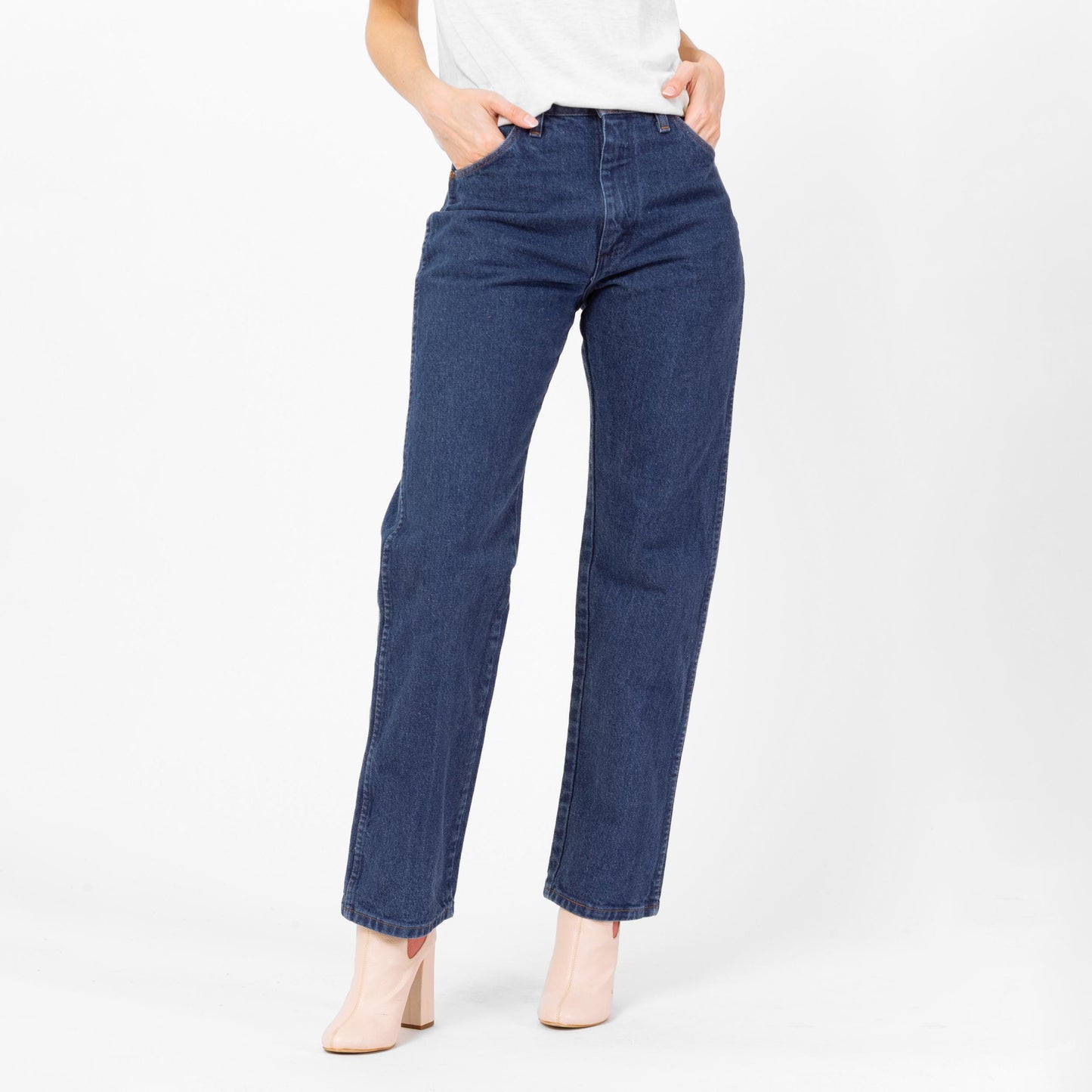 Vintage 90s Wrangler High Waisted Dark Wash Jeans - Small, 27" Waist | Vintage Denim Straight Leg Western Jeans