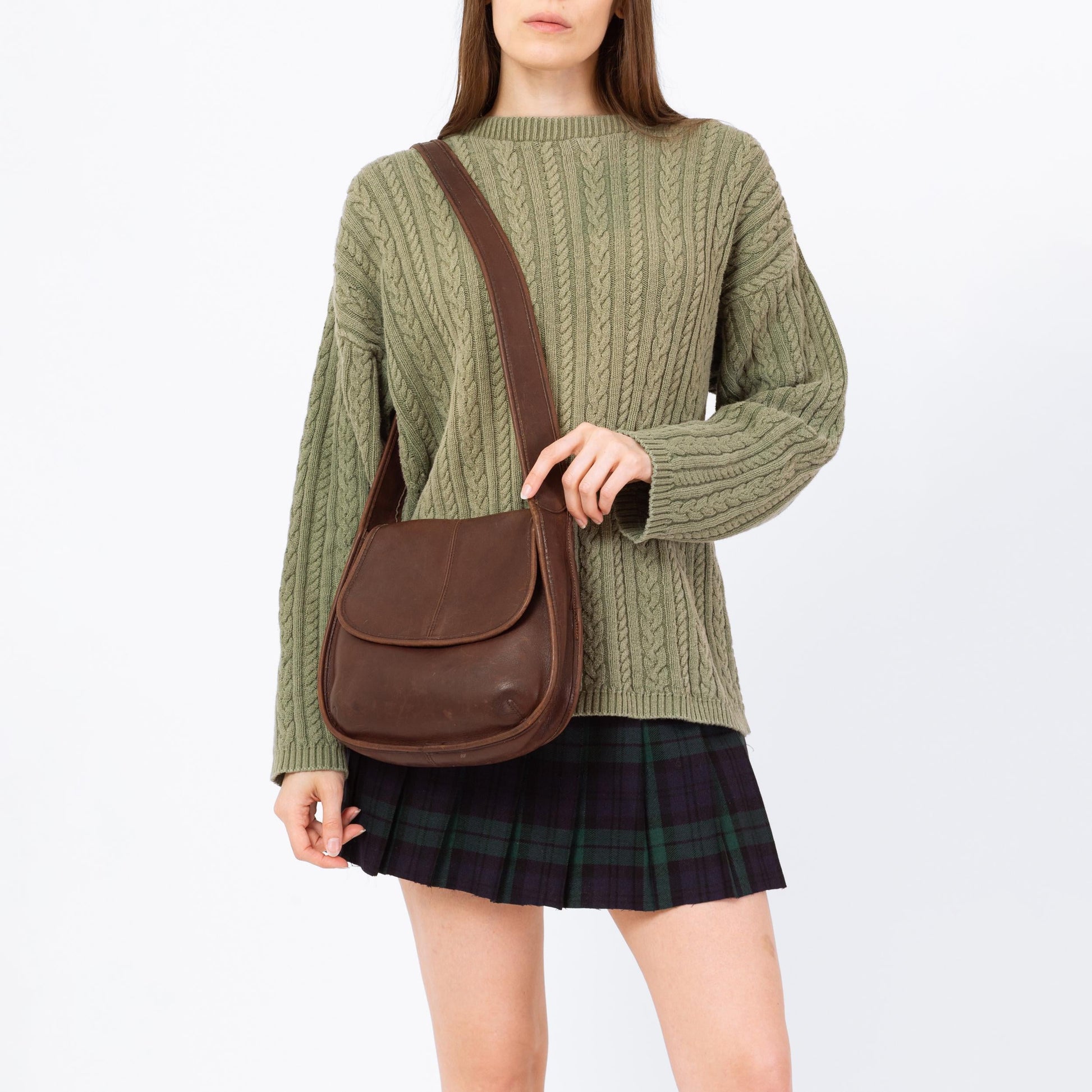 Vintage 90s Coach Ergo Brown Leather Flap Bag | Authentic Designer Purse Style 9034, Classic Luxury, Minimalist Crossbody Shoulder Bag