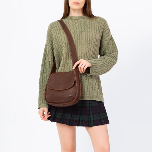 Vintage 90s Coach Ergo Brown Leather Flap Bag | Authentic Designer Purse Style 9034, Classic Luxury, Minimalist Crossbody Shoulder Bag