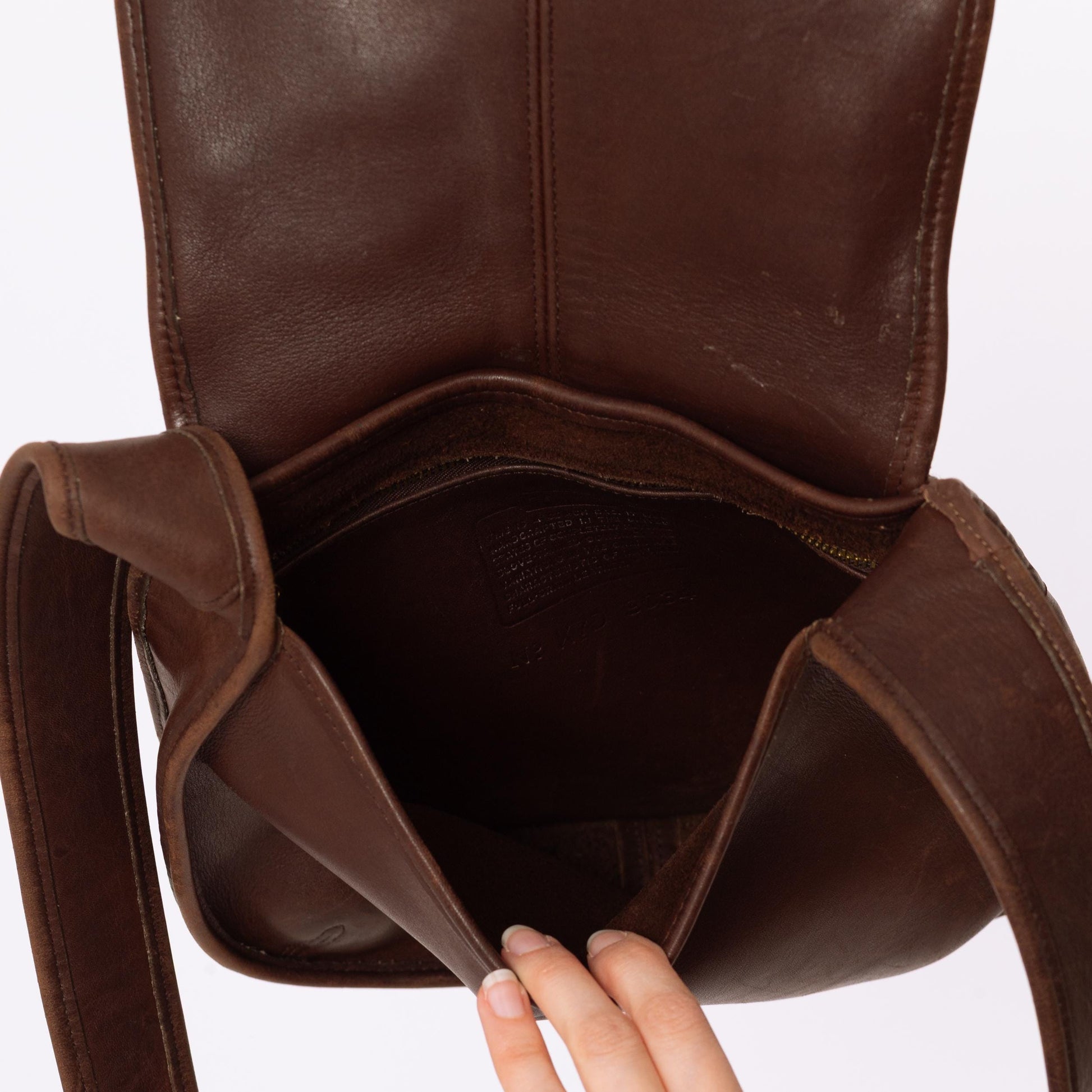 Vintage 90s Coach Ergo Brown Leather Flap Bag | Authentic Designer Purse Style 9034, Classic Luxury, Minimalist Crossbody Shoulder Bag